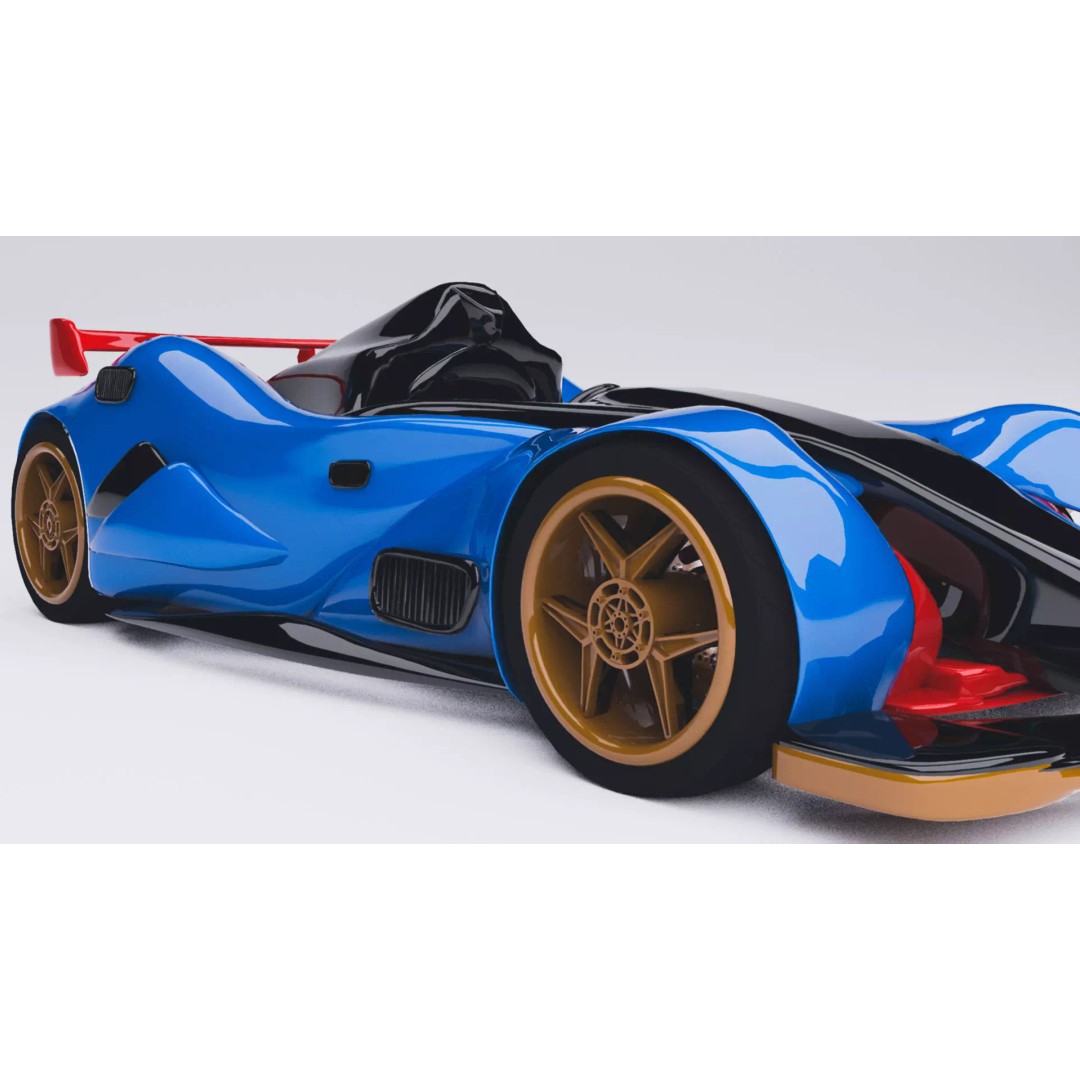 Concept Sport Car 3D Model – Blue Carbon Racing Asset, FBX - View 2