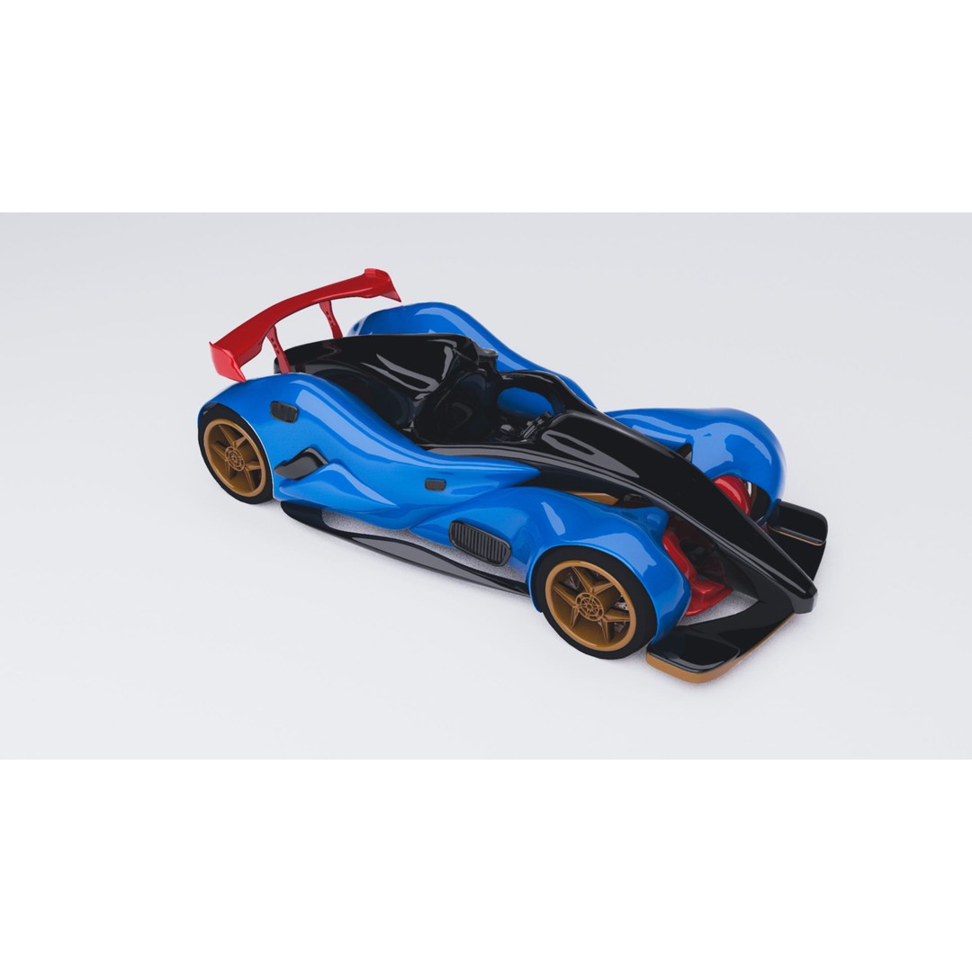 Concept Sport Car 3D Model – Blue Carbon Racing Asset, FBX - View 3