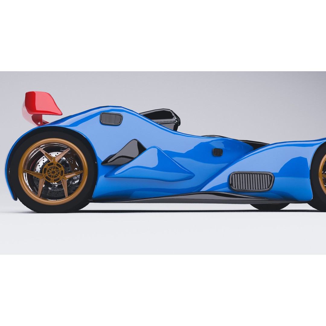 Concept Sport Car 3D Model – Blue Carbon Racing Asset, FBX - View 4