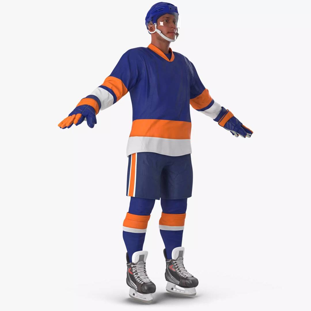 Hockey Player 3D Model – High Poly Rigged Character, FBX, OBJ - View 2