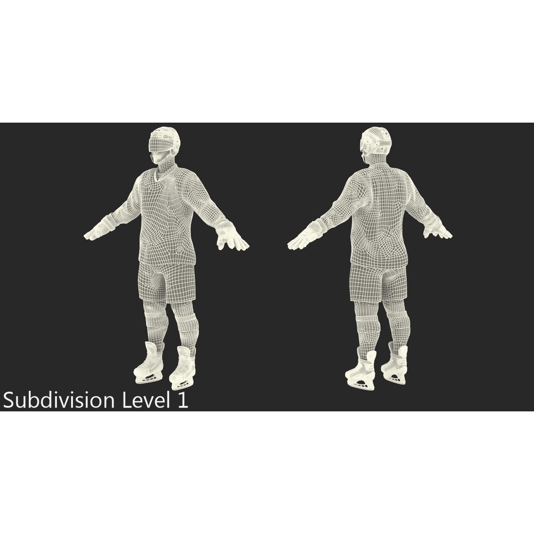 Hockey Player 3D Model – High Poly Rigged Character, FBX, OBJ - View 31