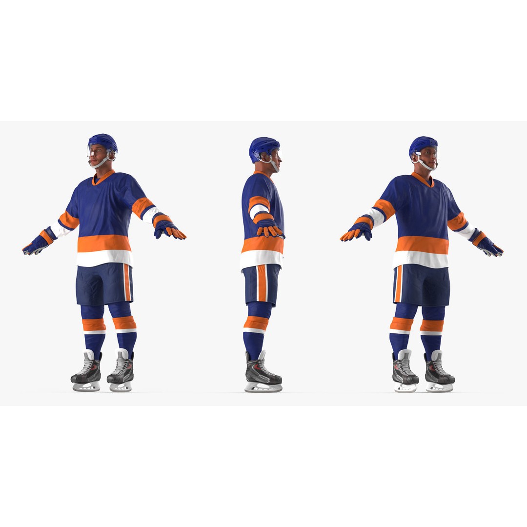 Hockey Player 3D Model – High Poly Rigged Character, FBX, OBJ - View 6