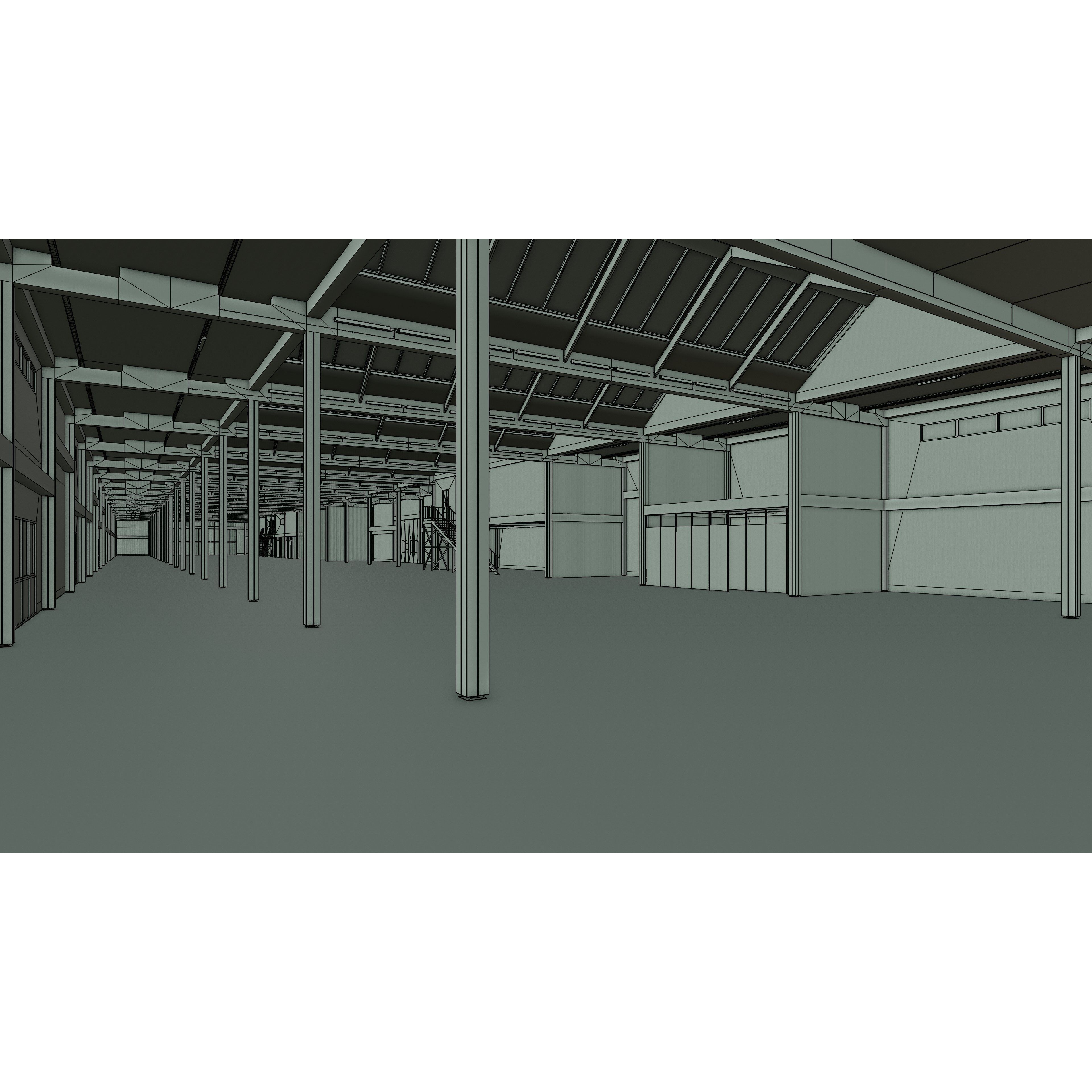 Industrial Warehouse Interior - Low-Poly Game-Ready 3D Model