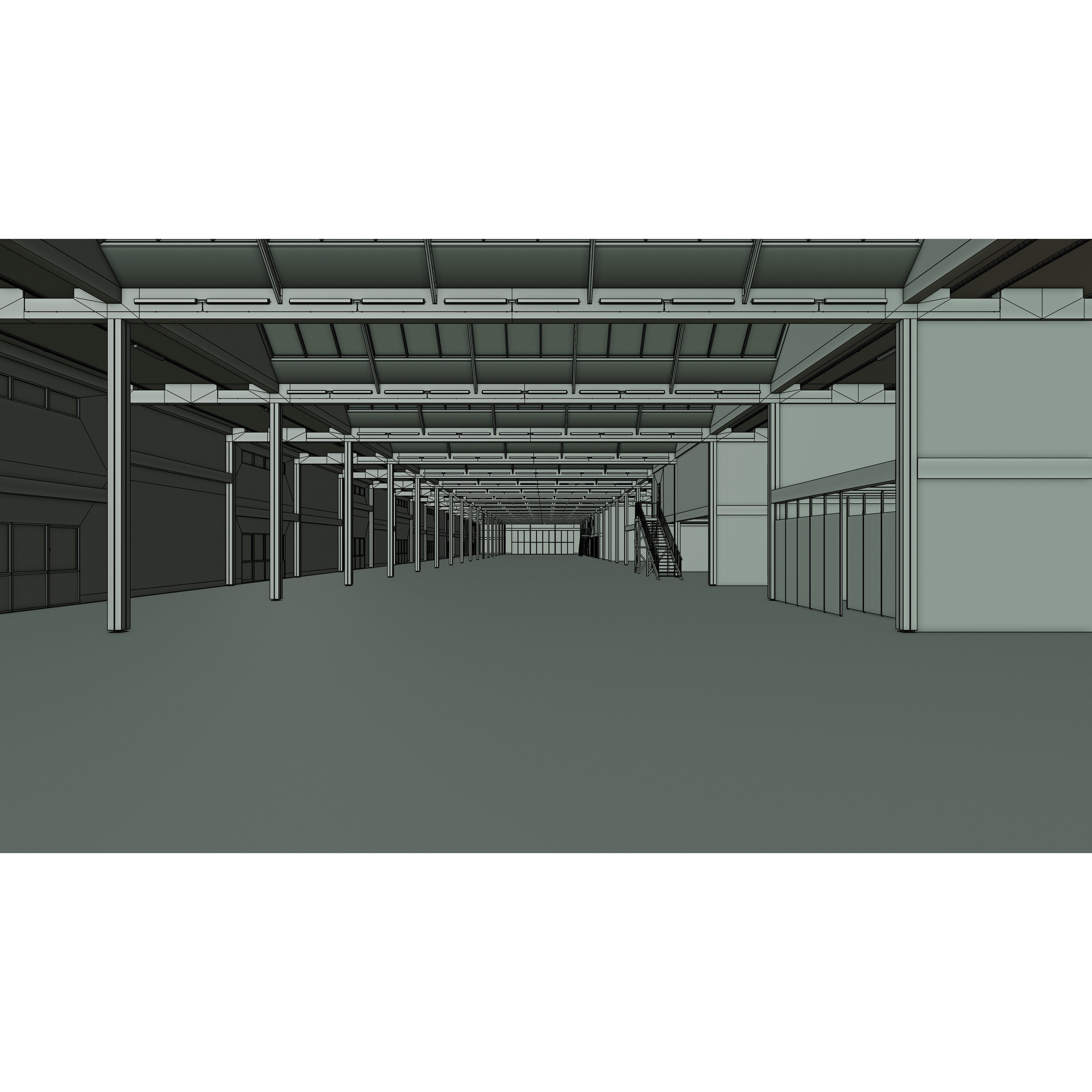 Industrial Warehouse Interior - Low-Poly Game-Ready 3D Model - View 16