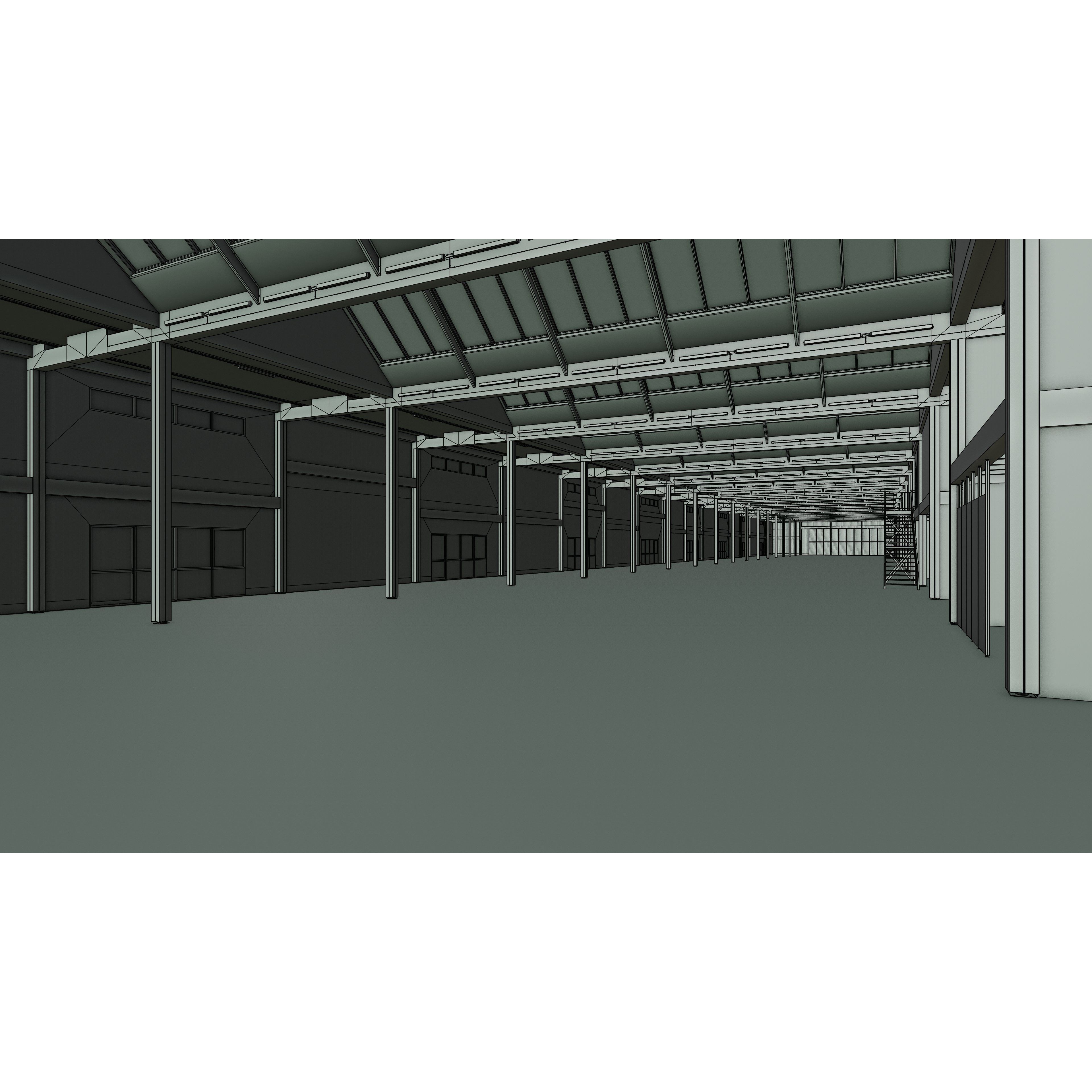Industrial Warehouse Interior - Low-Poly Game-Ready 3D Model - View 17