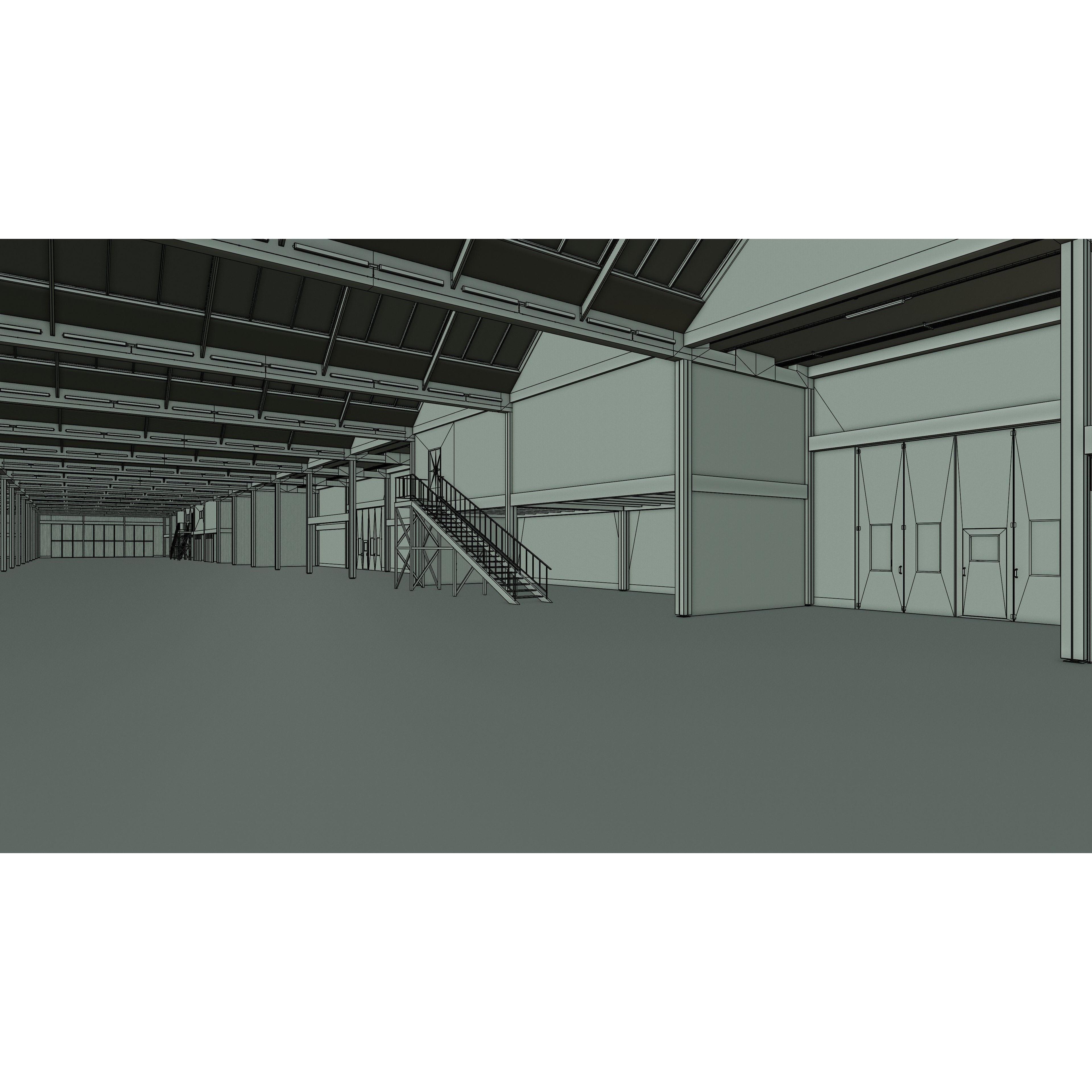 Industrial Warehouse Interior - Low-Poly Game-Ready 3D Model - View 18