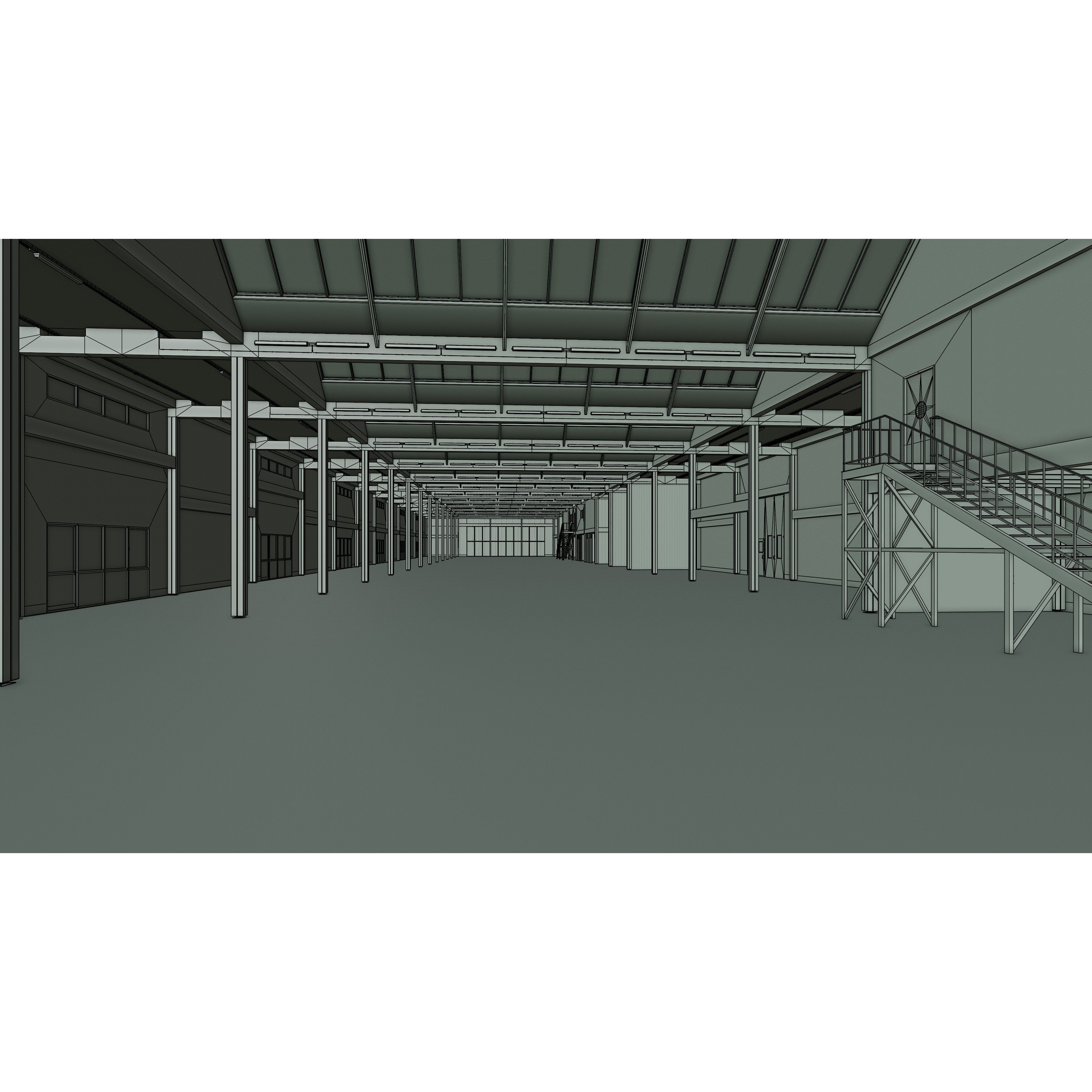Industrial Warehouse Interior - Low-Poly Game-Ready 3D Model - View 19