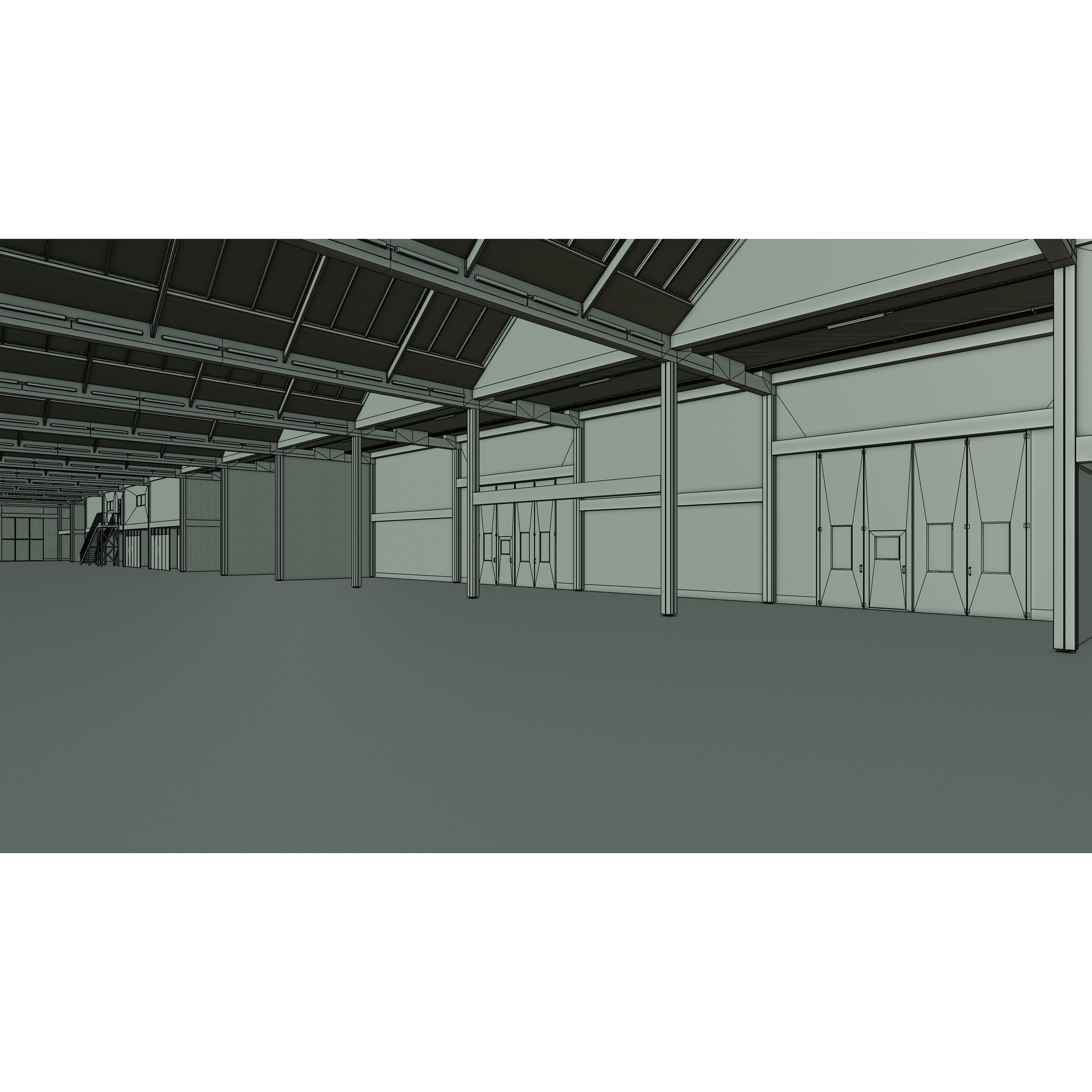 Industrial Warehouse Interior - Low-Poly Game-Ready 3D Model - View 20