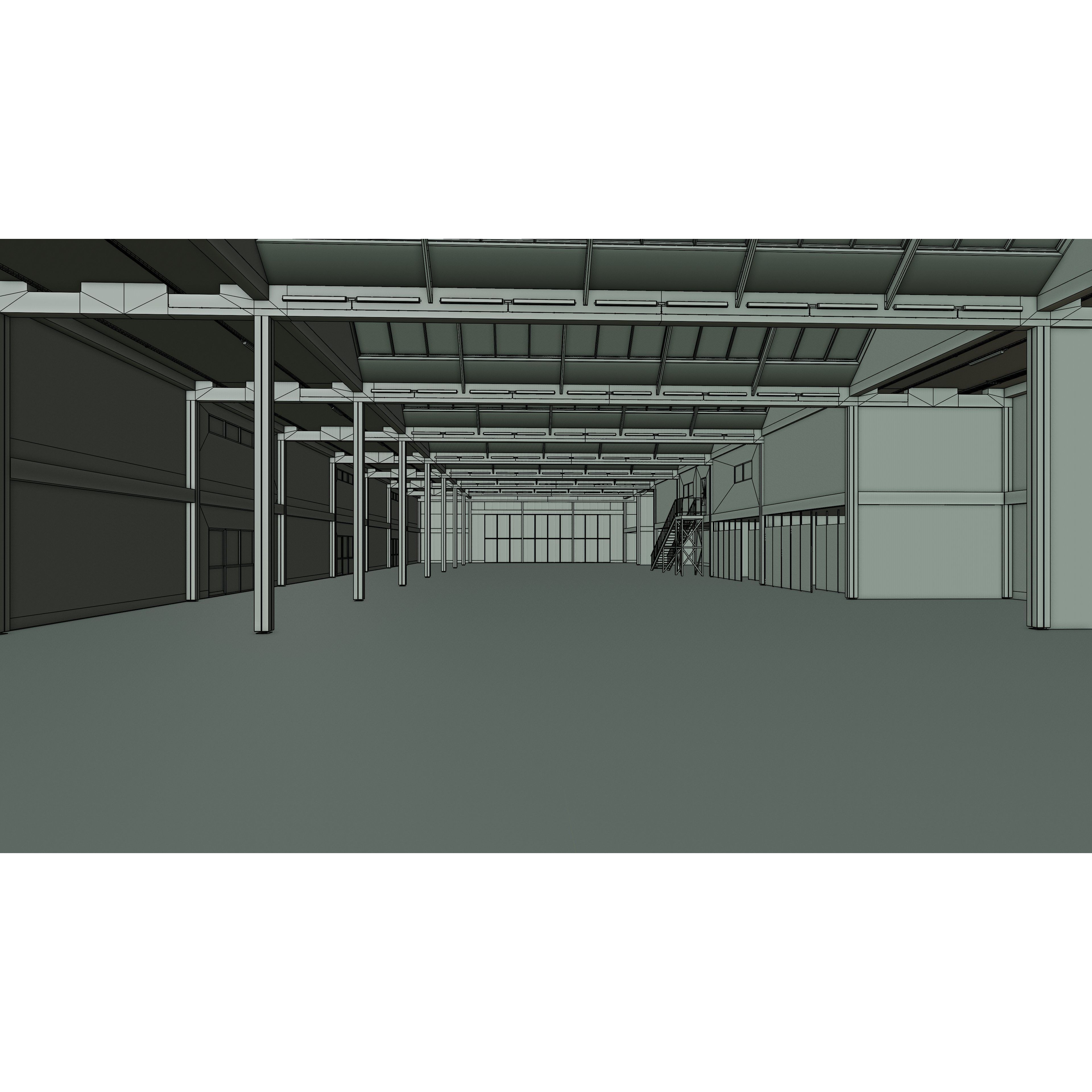 Industrial Warehouse Interior - Low-Poly Game-Ready 3D Model - View 21