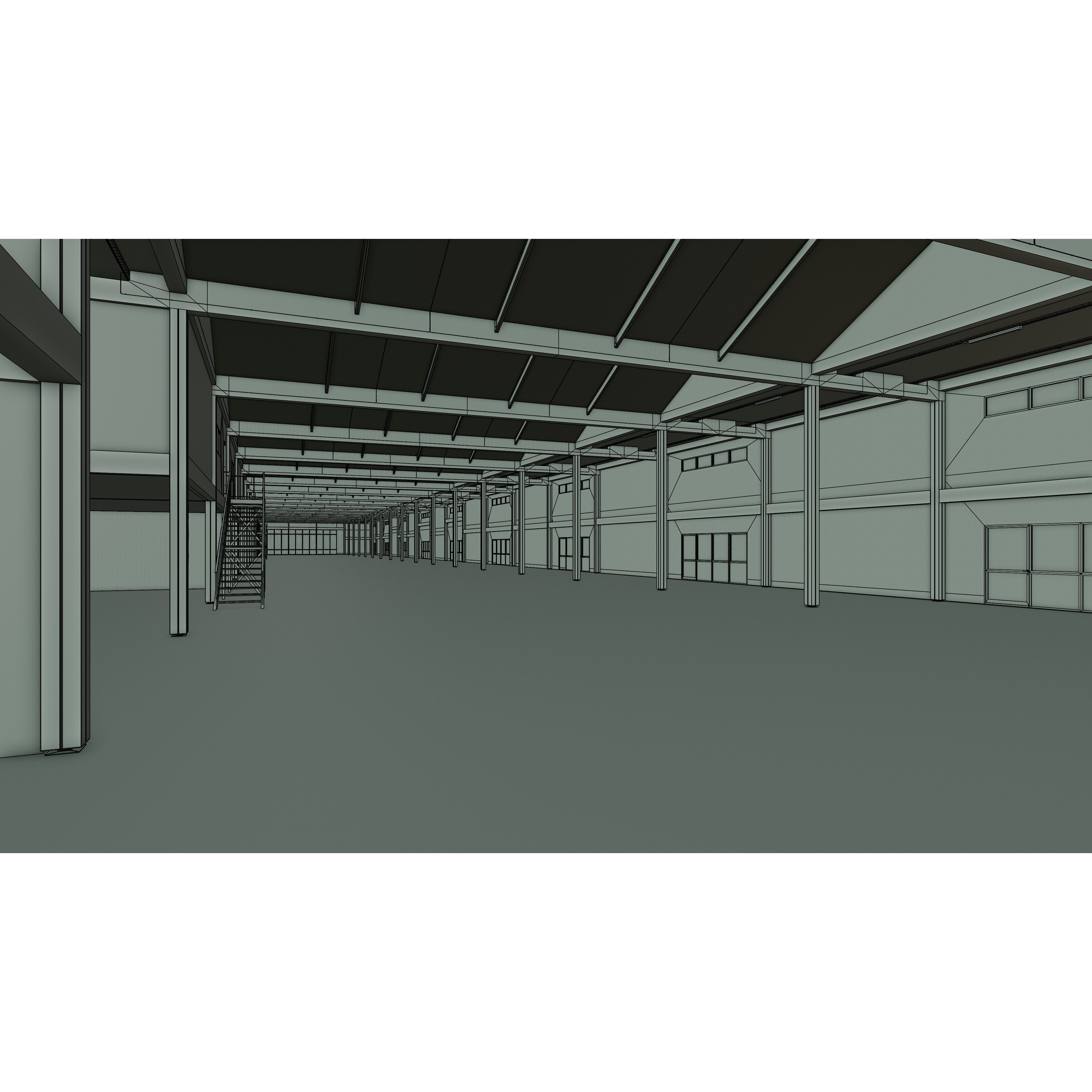 Industrial Warehouse Interior - Low-Poly Game-Ready 3D Model - View 23