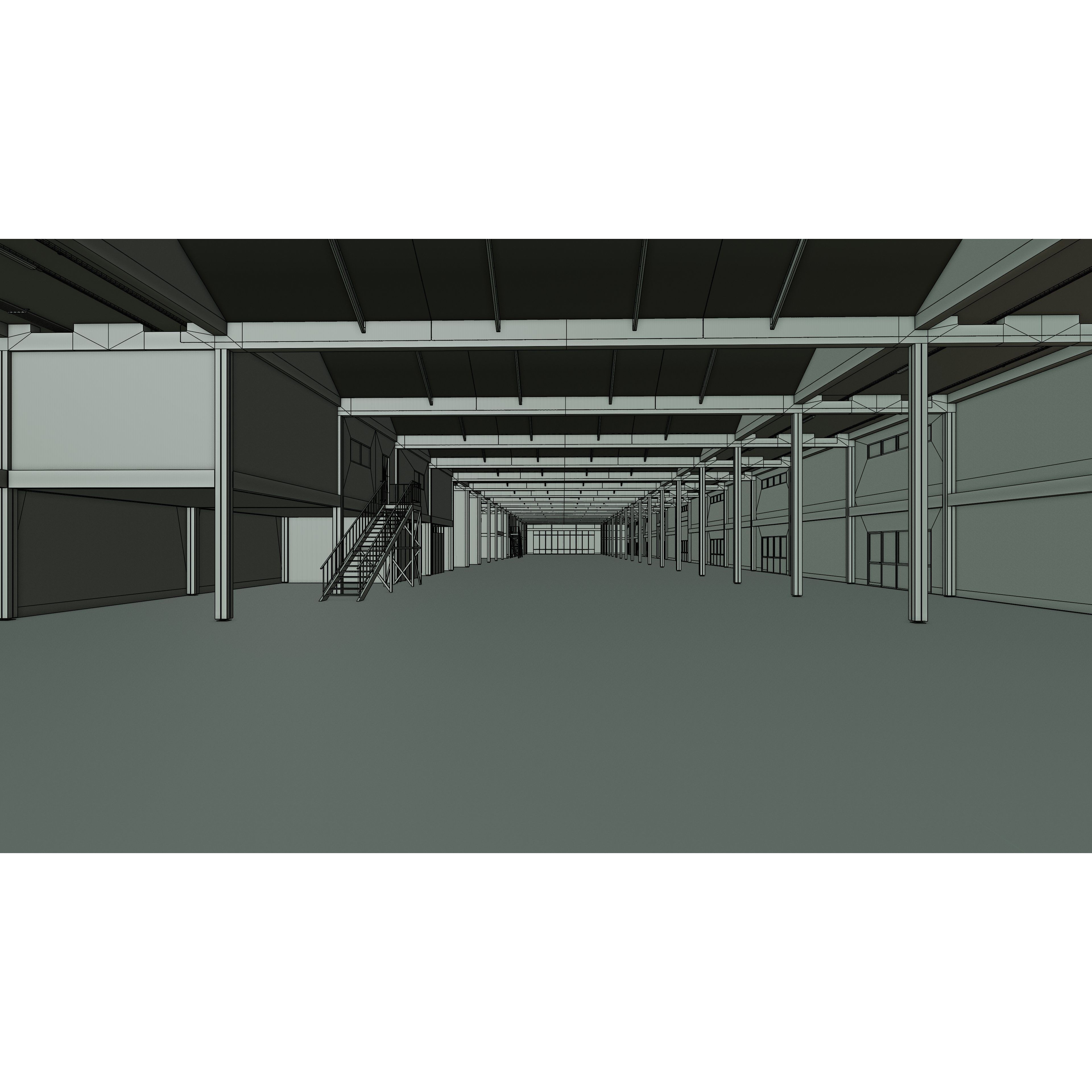 Industrial Warehouse Interior - Low-Poly Game-Ready 3D Model - View 24
