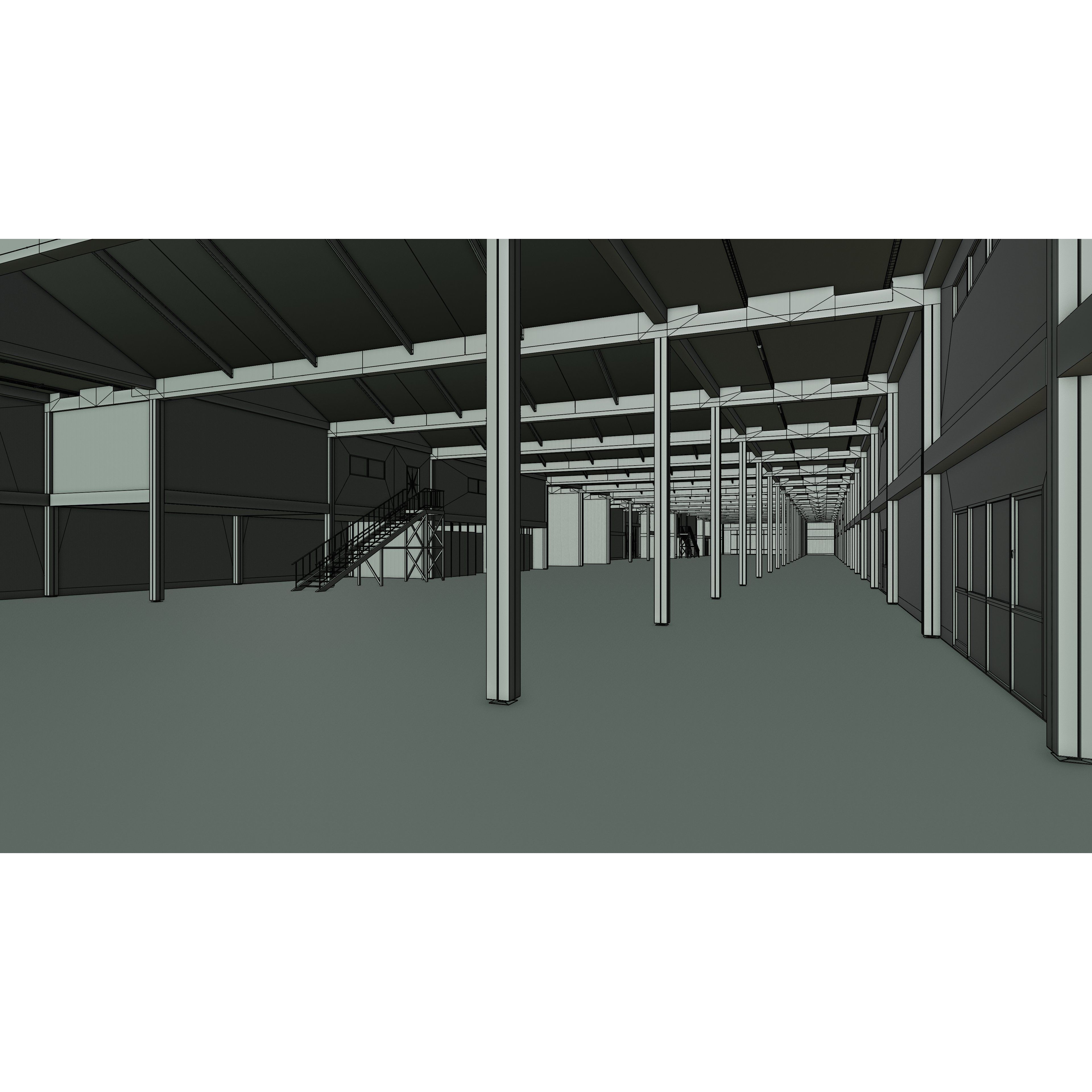 Industrial Warehouse Interior - Low-Poly Game-Ready 3D Model - View 25