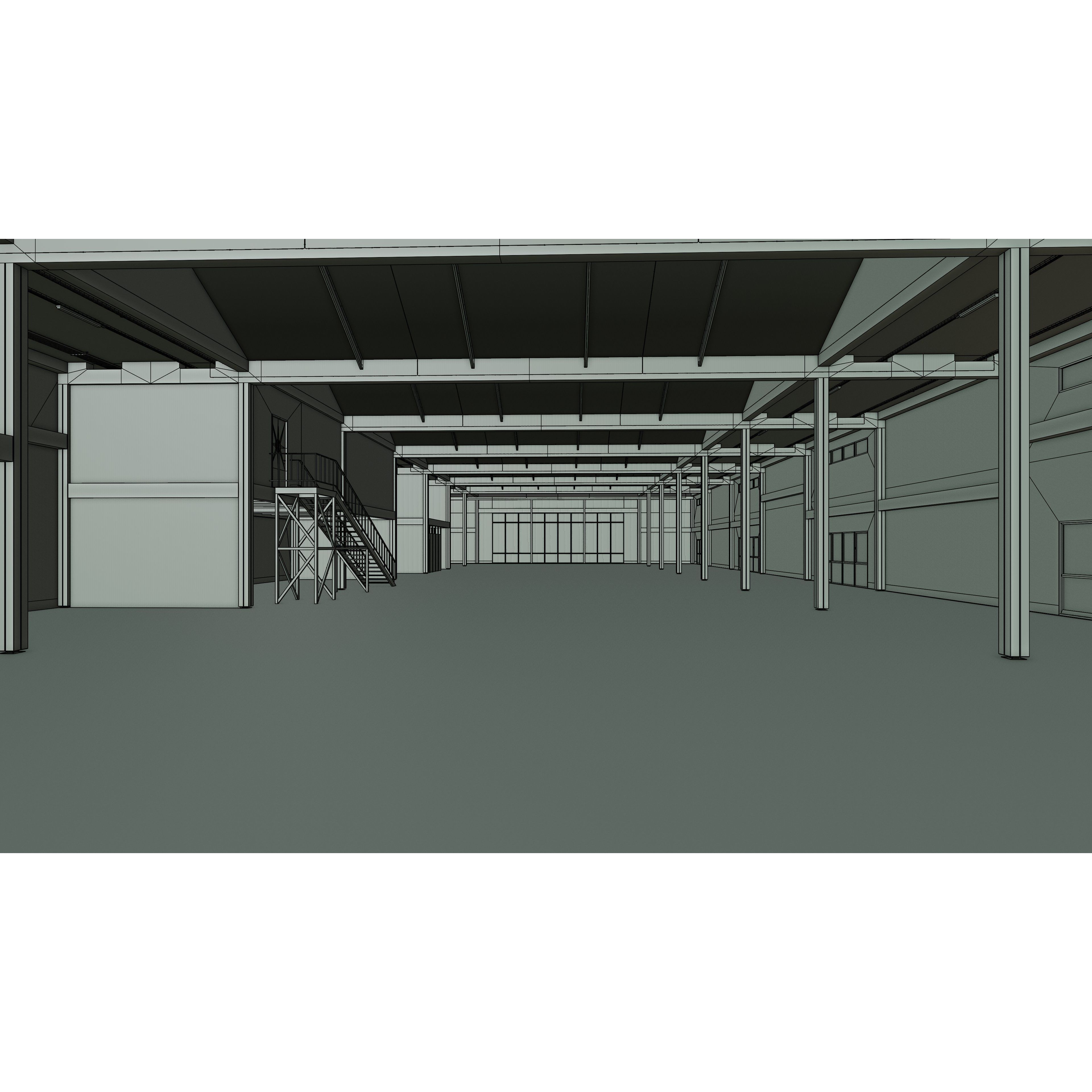 Industrial Warehouse Interior - Low-Poly Game-Ready 3D Model - View 27