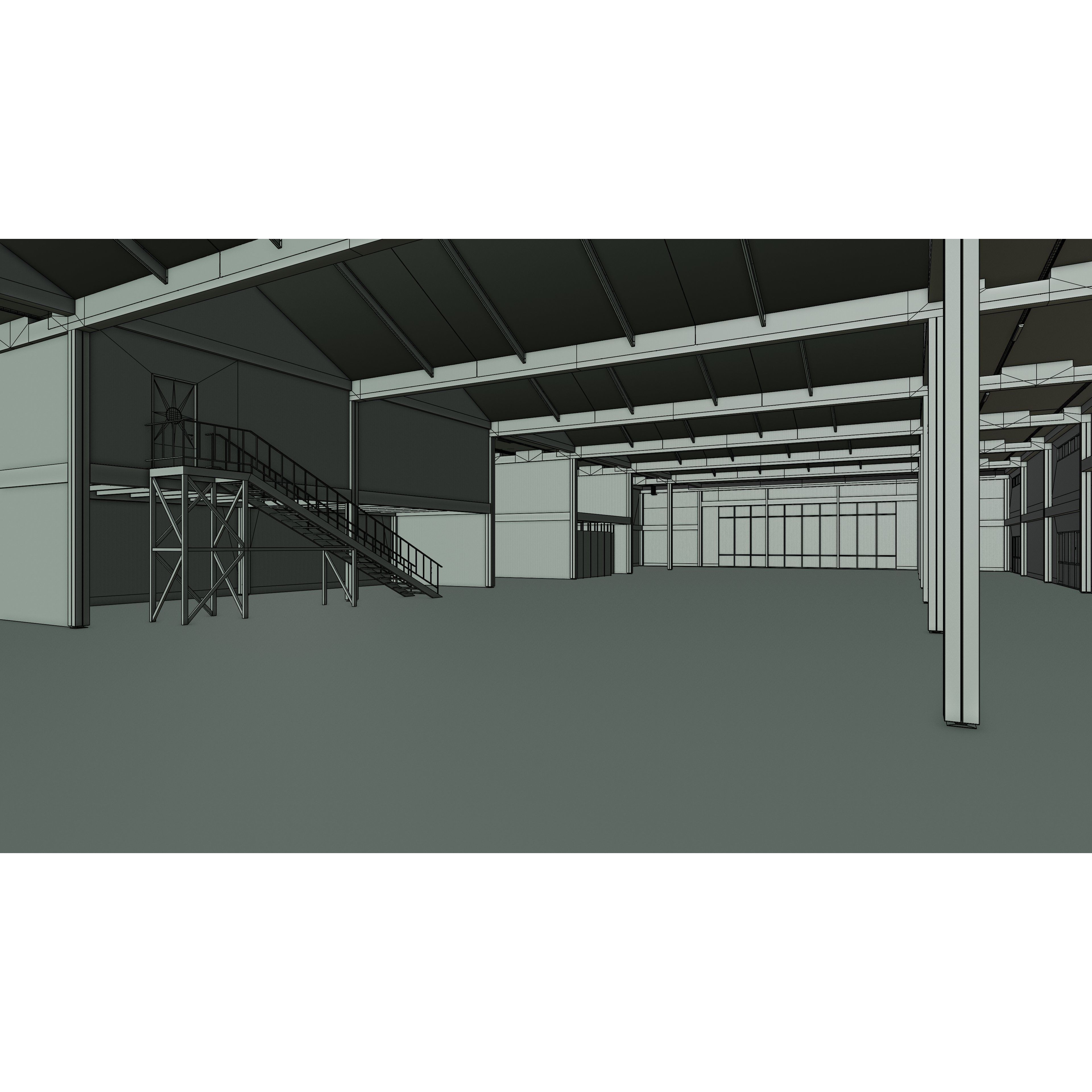 Industrial Warehouse Interior - Low-Poly Game-Ready 3D Model - View 28