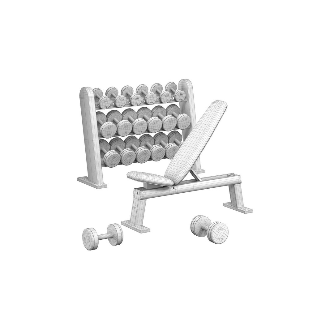 NOHrD Black Dumbbells 3D Model – High Poly Fitness Equipment, FBX, OBJ