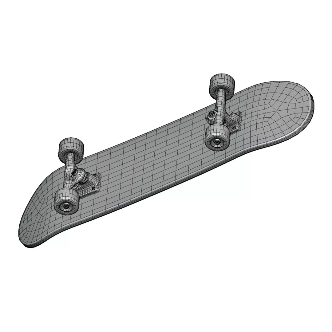 Y2K Skateboard 3D Model – Low Poly PBR Game Asset, FBX, OBJ