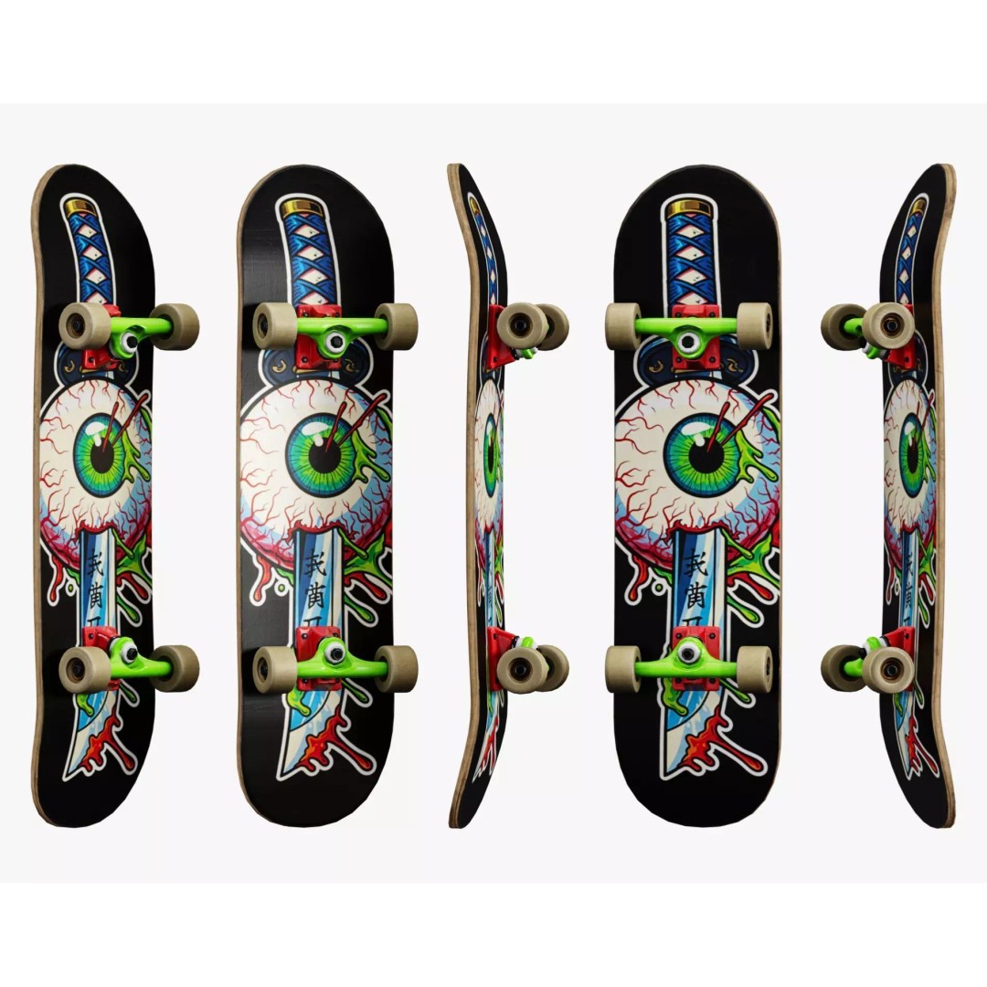 Y2K Skateboard 3D Model – Low Poly PBR Game Asset, FBX, OBJ - View 14