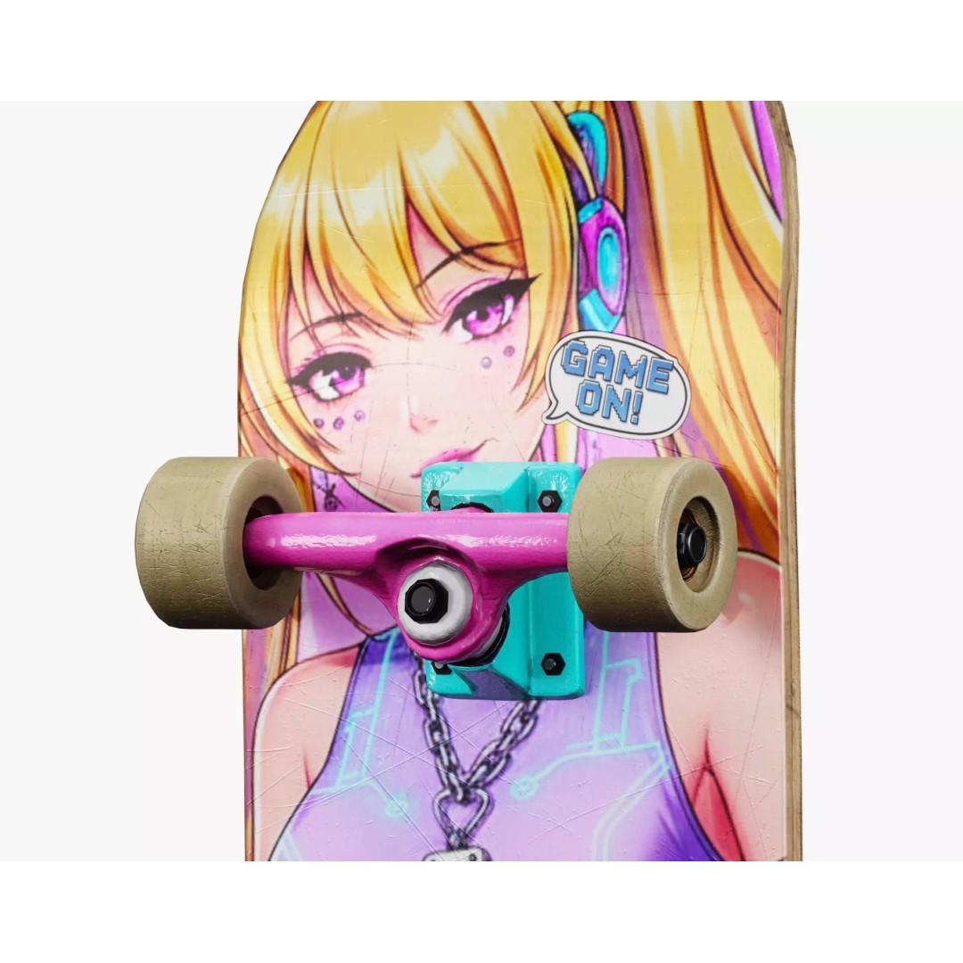 Y2K Skateboard 3D Model – Low Poly PBR Game Asset, FBX, OBJ - View 18