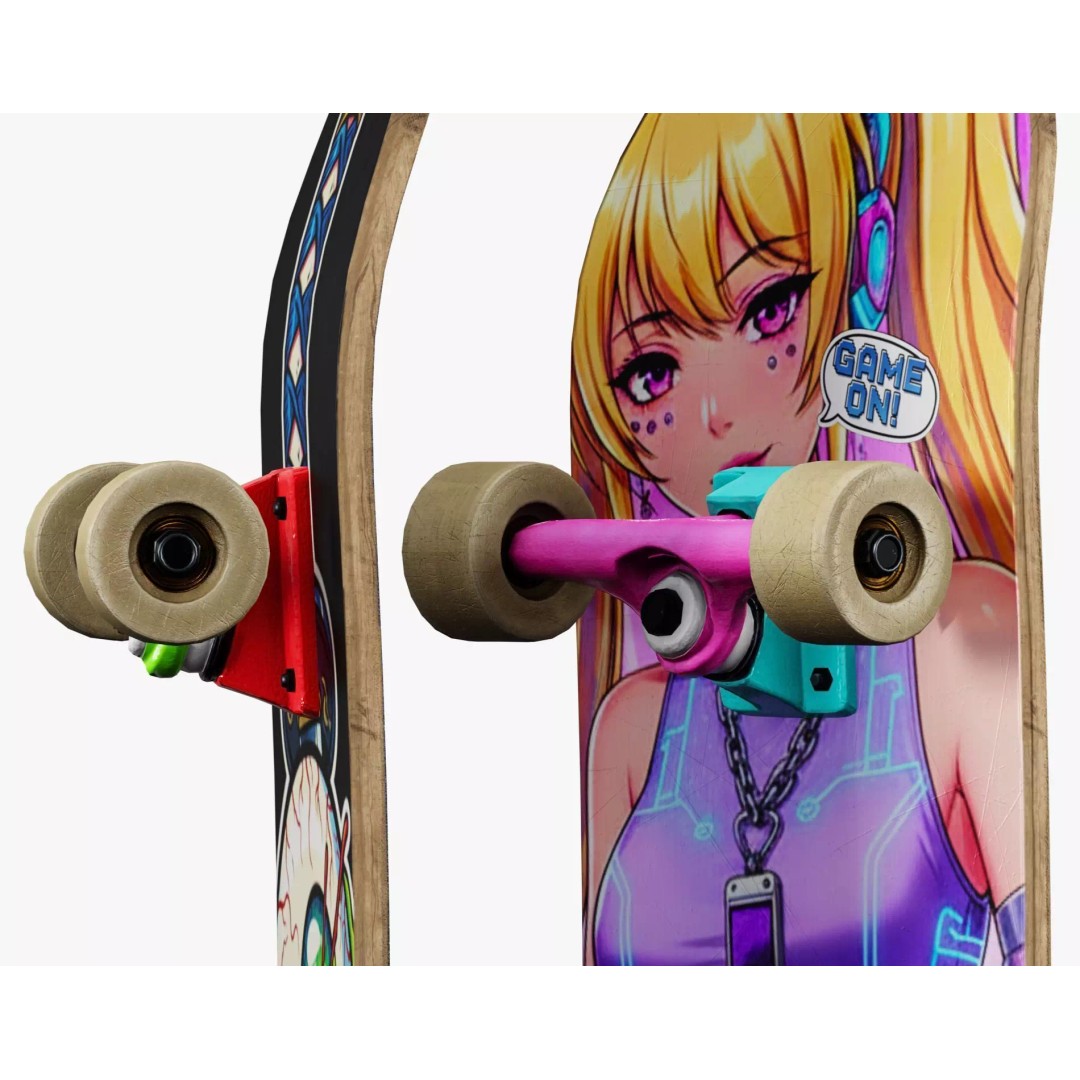 Y2K Skateboard 3D Model – Low Poly PBR Game Asset, FBX, OBJ - View 19