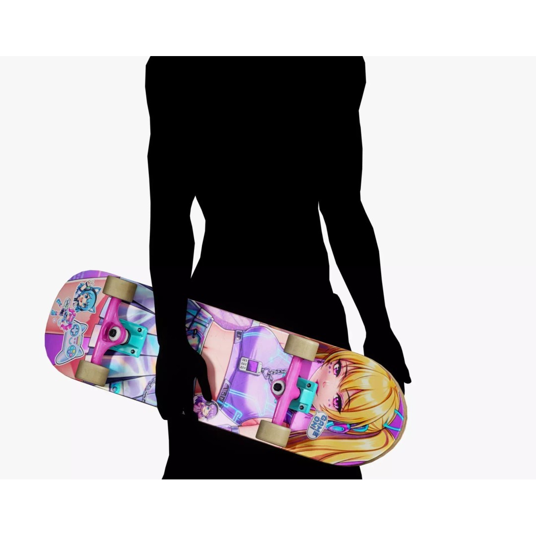 Y2K Skateboard 3D Model – Low Poly PBR Game Asset, FBX, OBJ - View 25