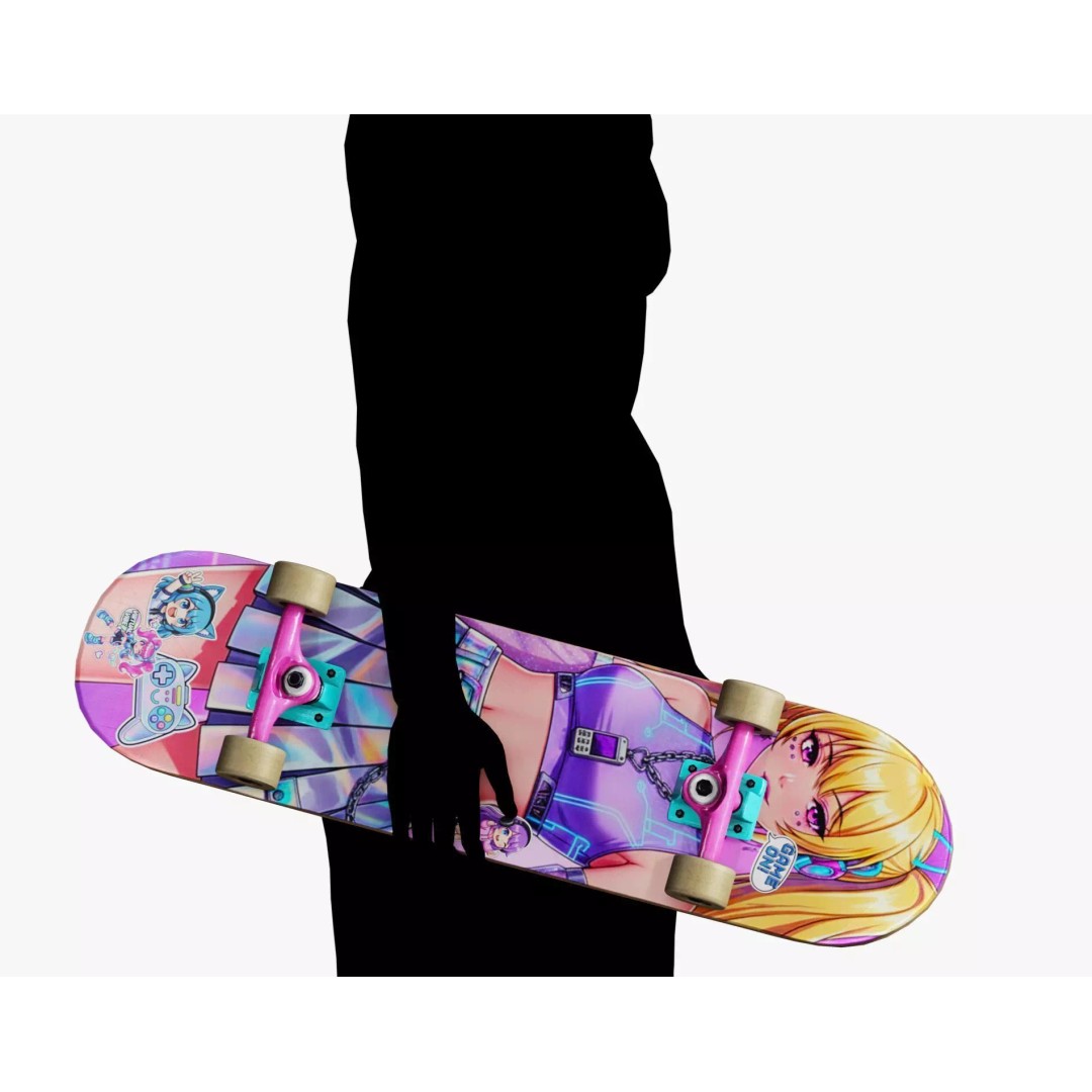 Y2K Skateboard 3D Model – Low Poly PBR Game Asset, FBX, OBJ - View 26