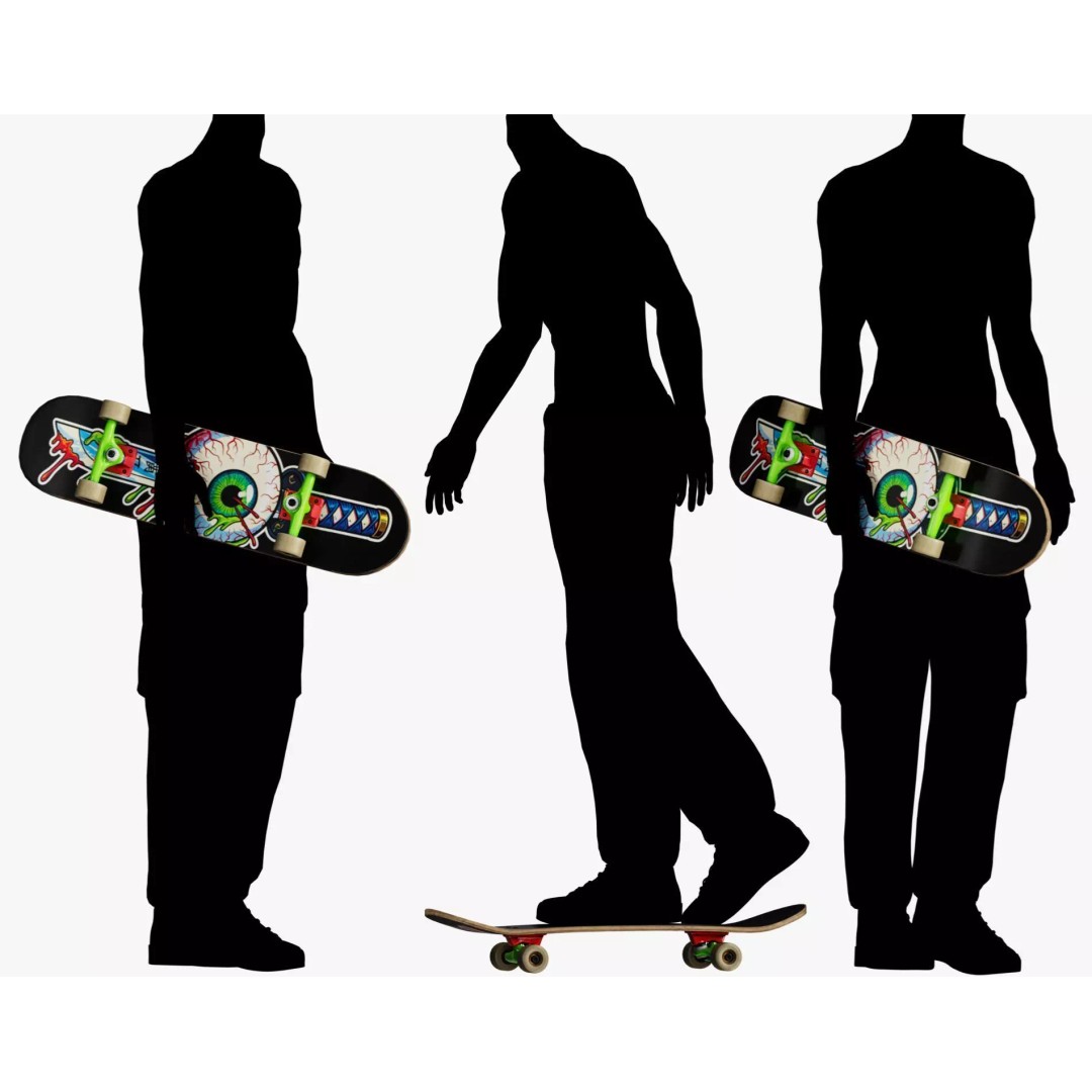Y2K Skateboard 3D Model – Low Poly PBR Game Asset, FBX, OBJ - View 27