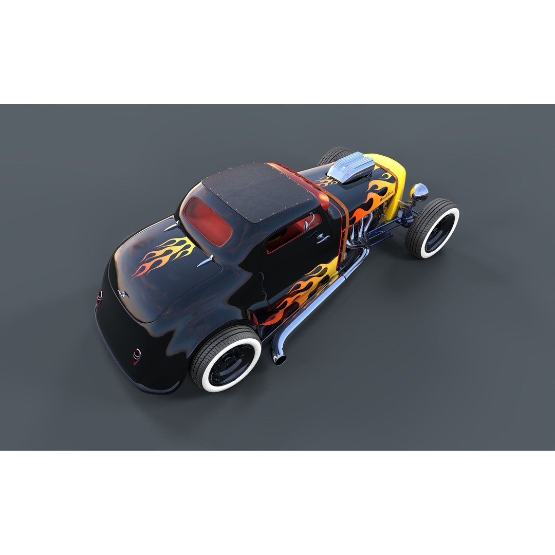 Hot Rod 3D Model – Classic Antique Car with PBR Textures - View 10