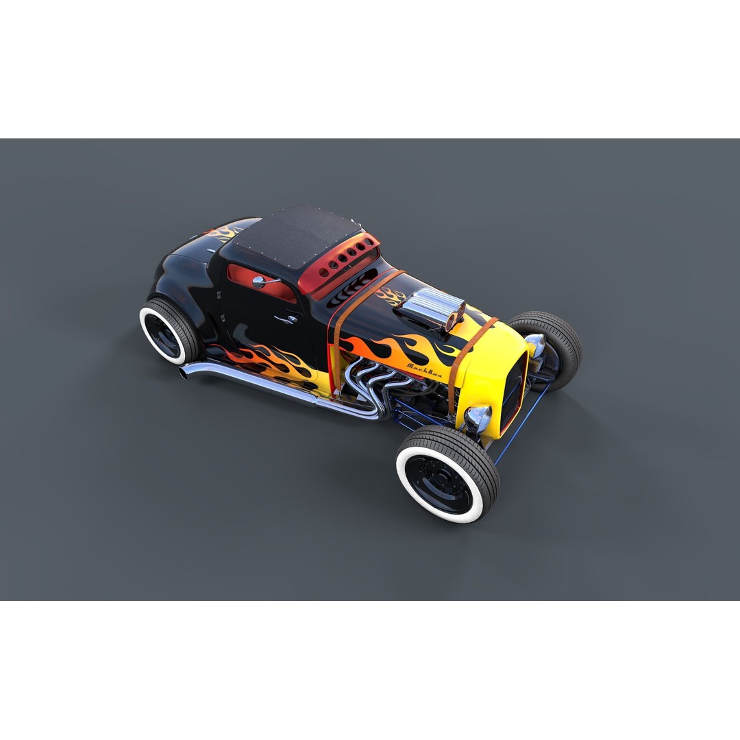 Hot Rod 3D Model – Classic Antique Car with PBR Textures - View 11