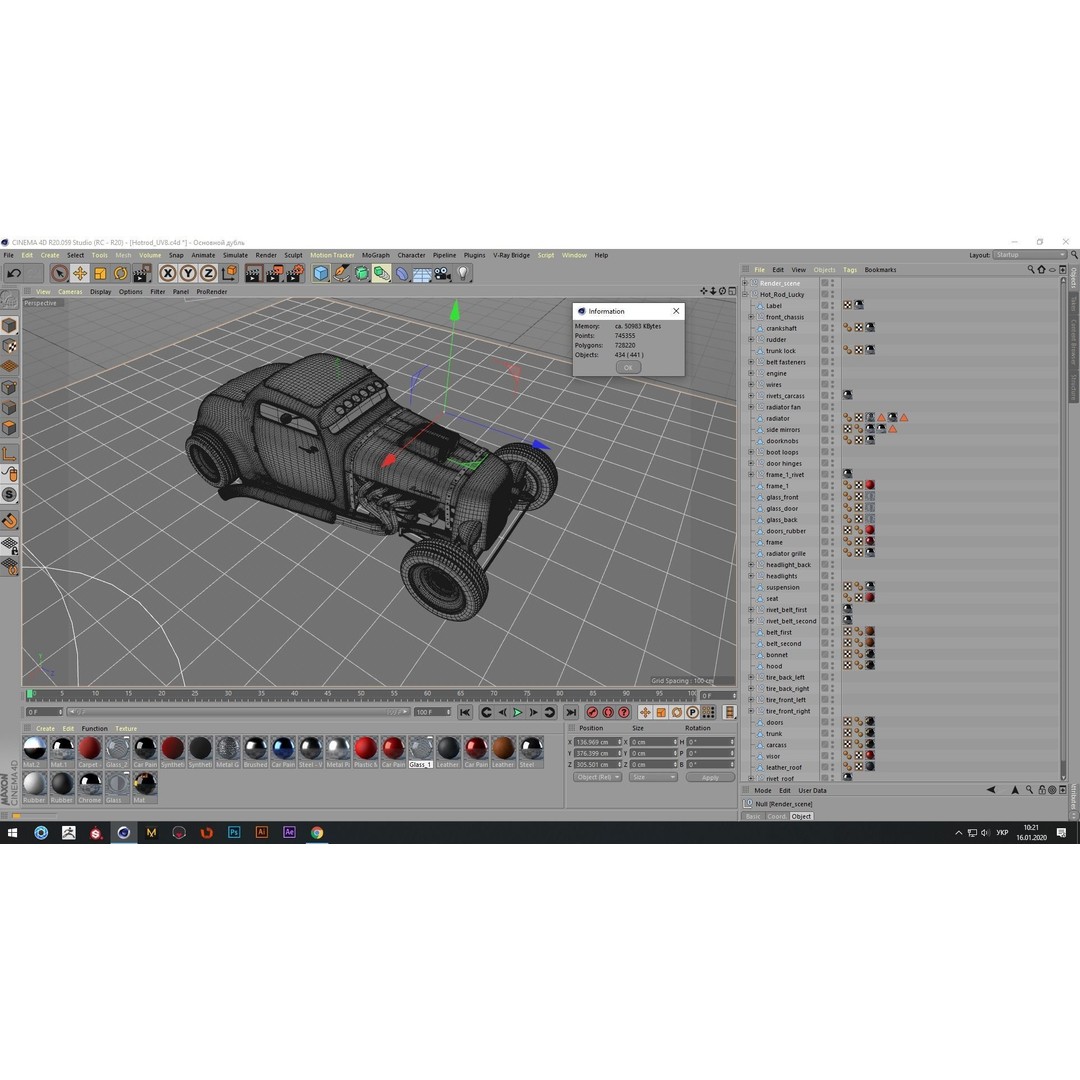 Hot Rod 3D Model – Classic Antique Car with PBR Textures - View 12