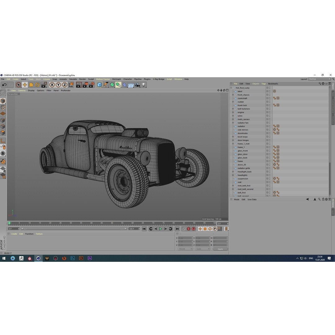 Hot Rod 3D Model – Classic Antique Car with PBR Textures - View 13