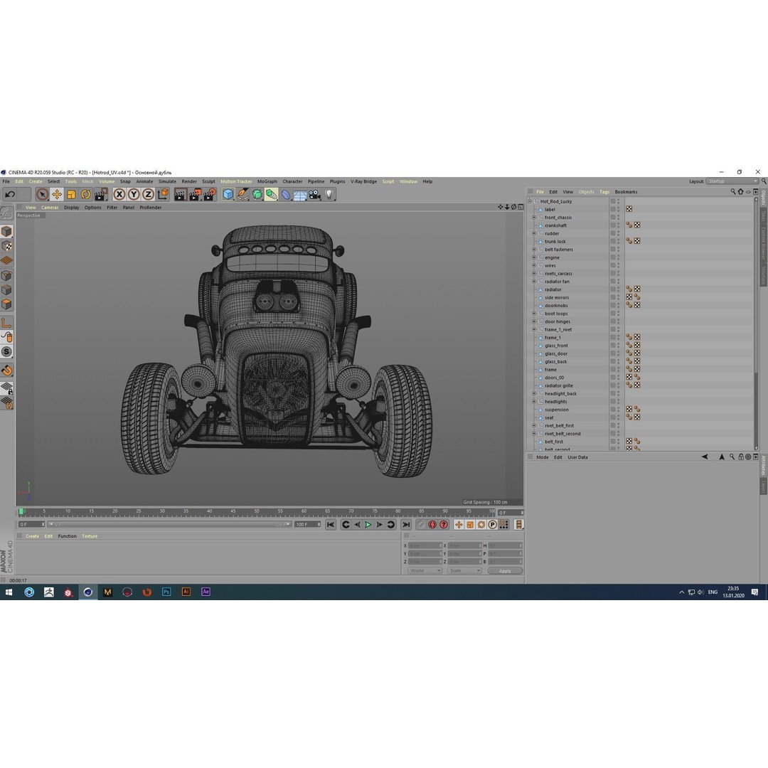 Hot Rod 3D Model – Classic Antique Car with PBR Textures - View 14