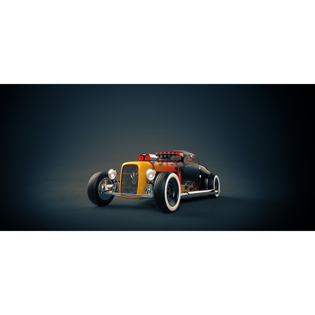 Hot Rod 3D Model – Classic Antique Car with PBR Textures - View 3