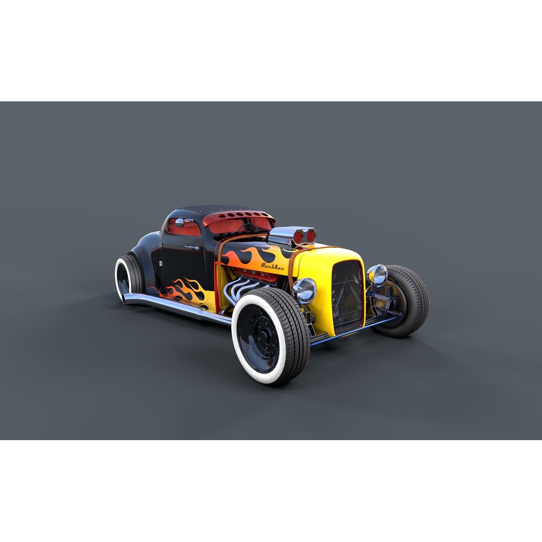 Hot Rod 3D Model – Classic Antique Car with PBR Textures - View 4
