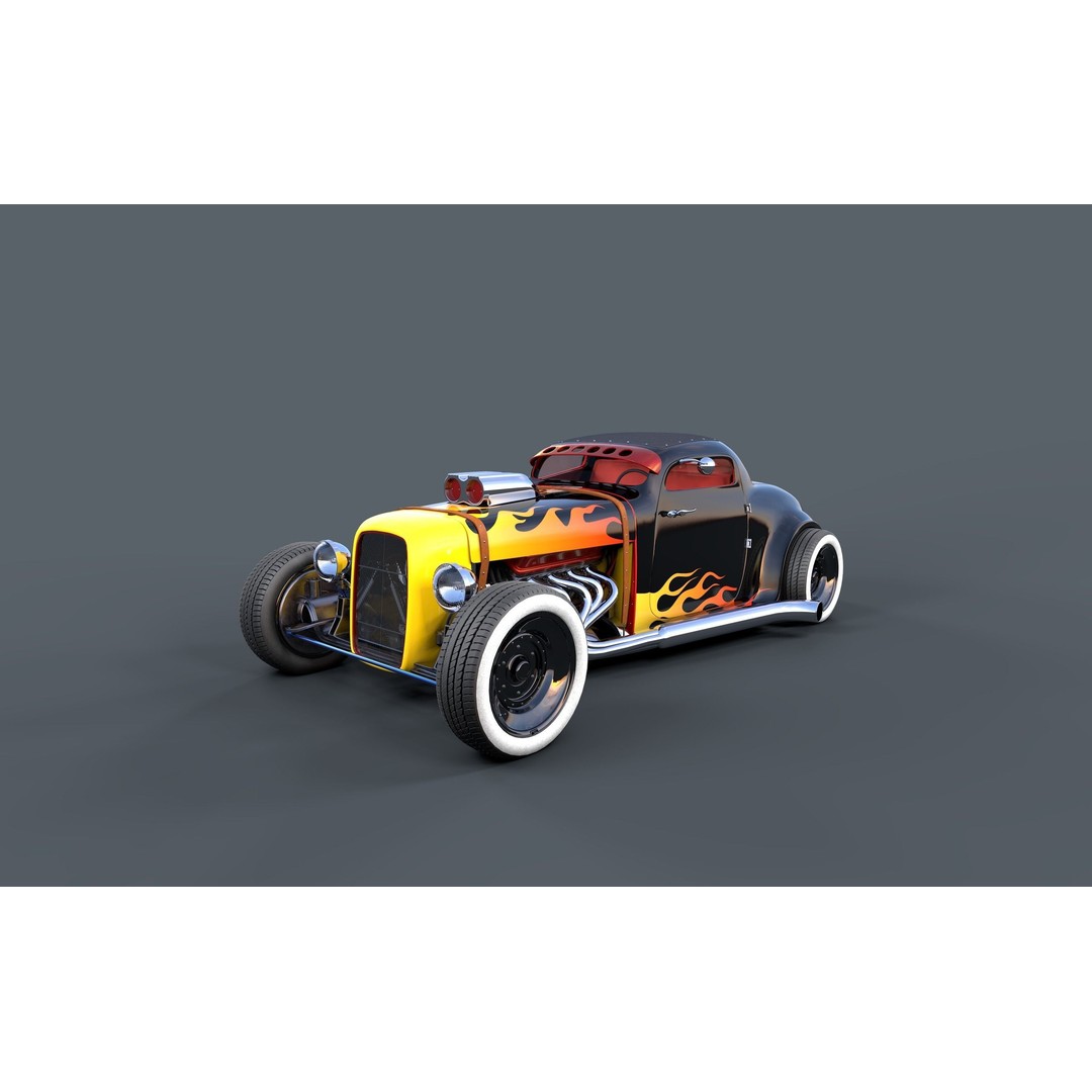 Hot Rod 3D Model – Classic Antique Car with PBR Textures - View 5