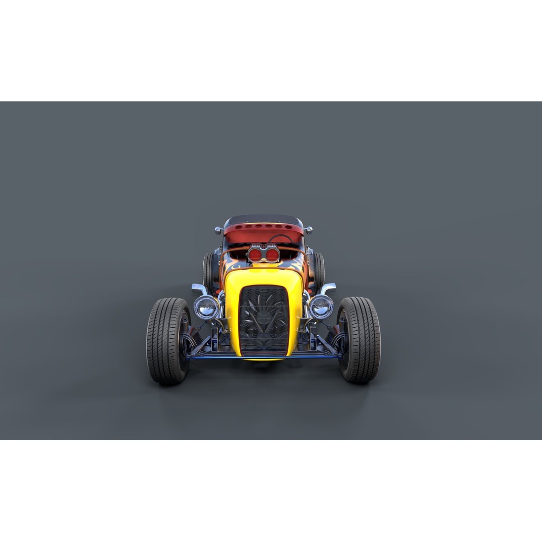 Hot Rod 3D Model – Classic Antique Car with PBR Textures - View 6