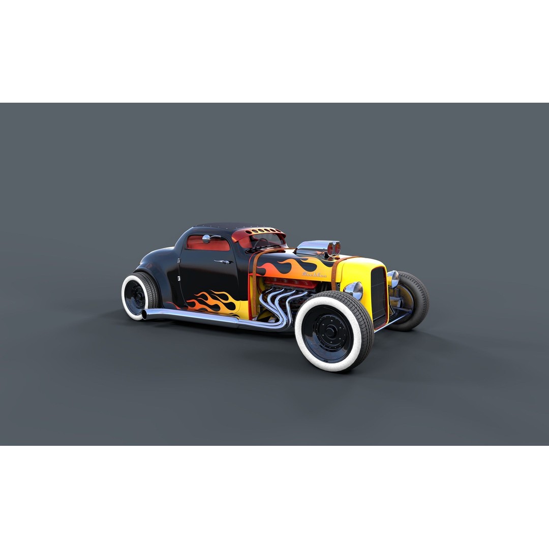 Hot Rod 3D Model – Classic Antique Car with PBR Textures - View 7