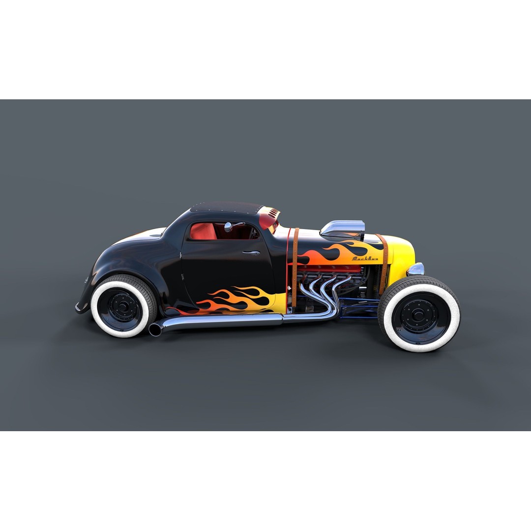 Hot Rod 3D Model – Classic Antique Car with PBR Textures - View 8