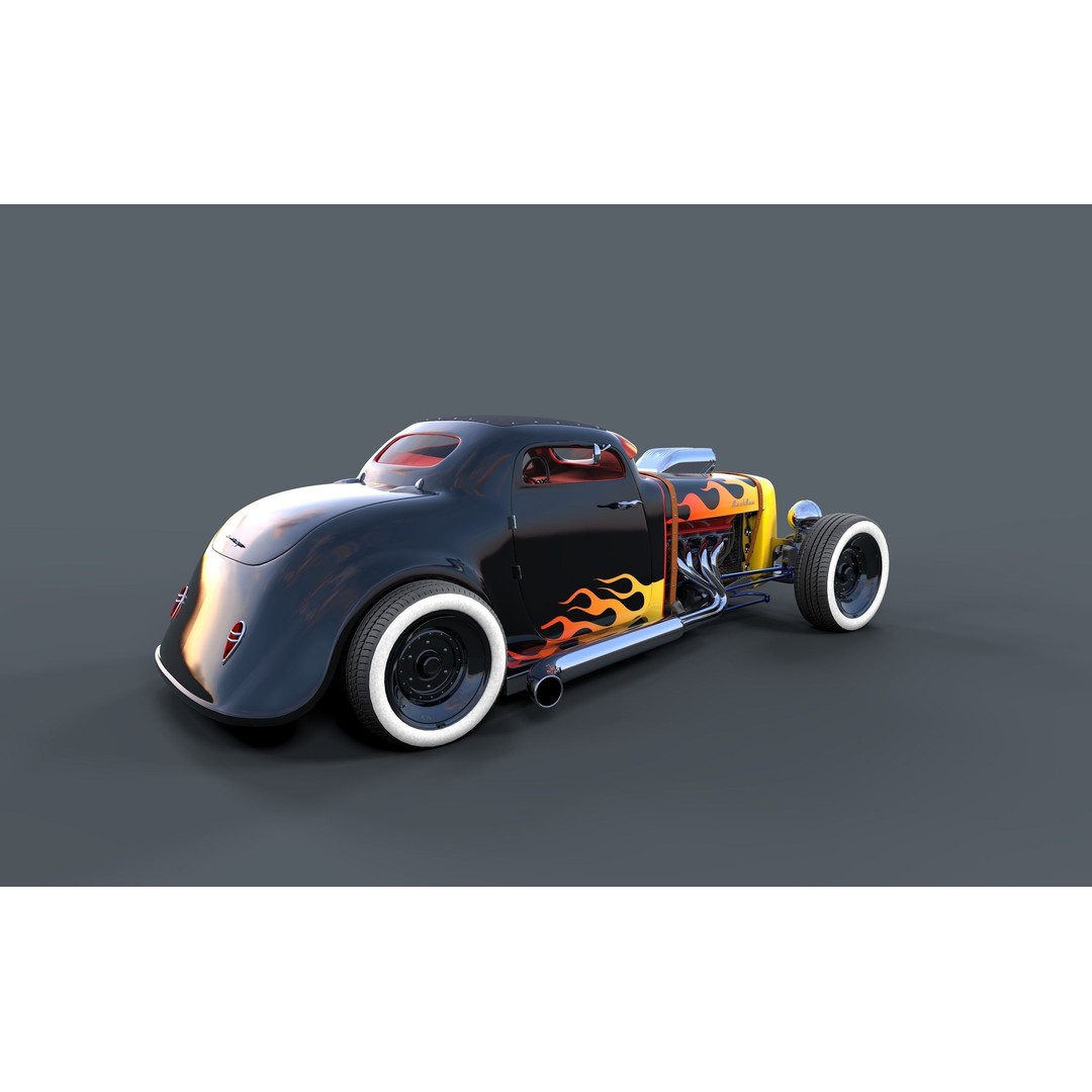Hot Rod 3D Model – Classic Antique Car with PBR Textures - View 9