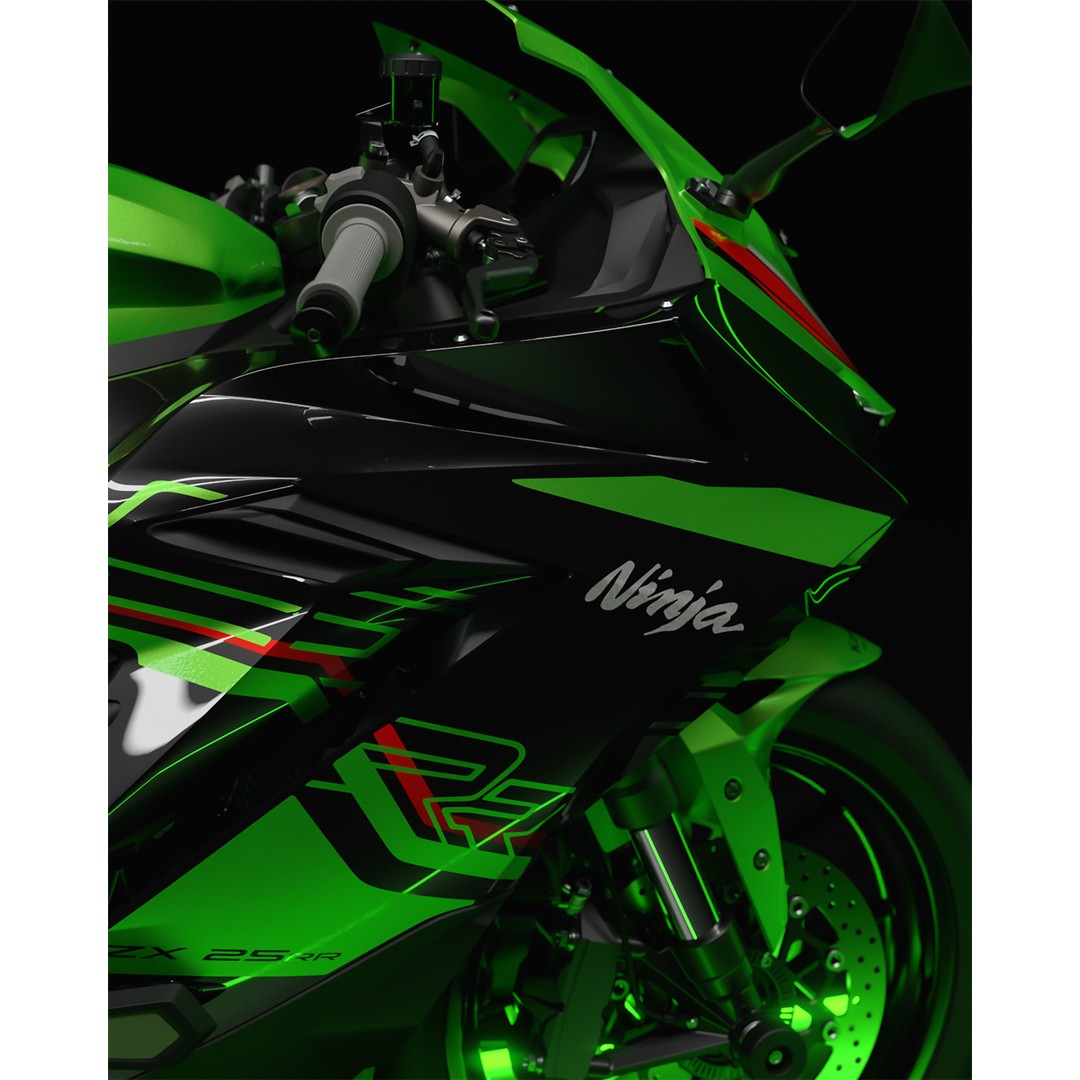 Kawasaki Ninja ZX 25 400 RR 3D Model – High Poly Motorcycle Asset, FBX - View 8