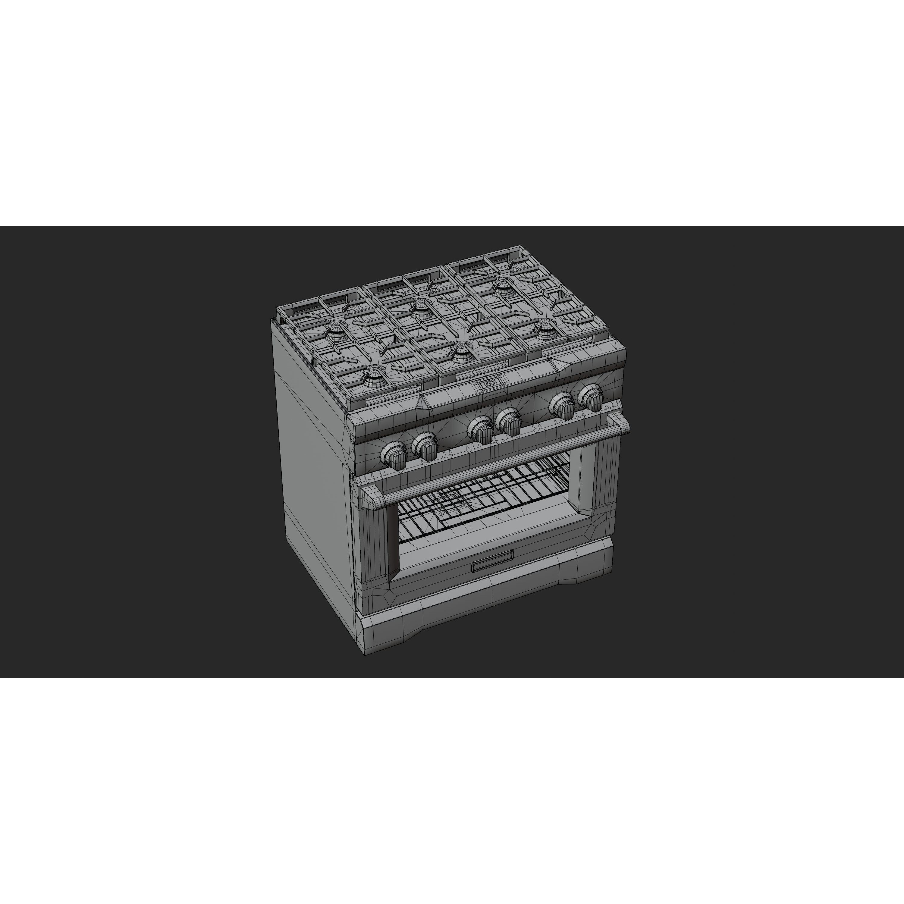 Gas Range 01 - Game-Ready 3D Model - View 4