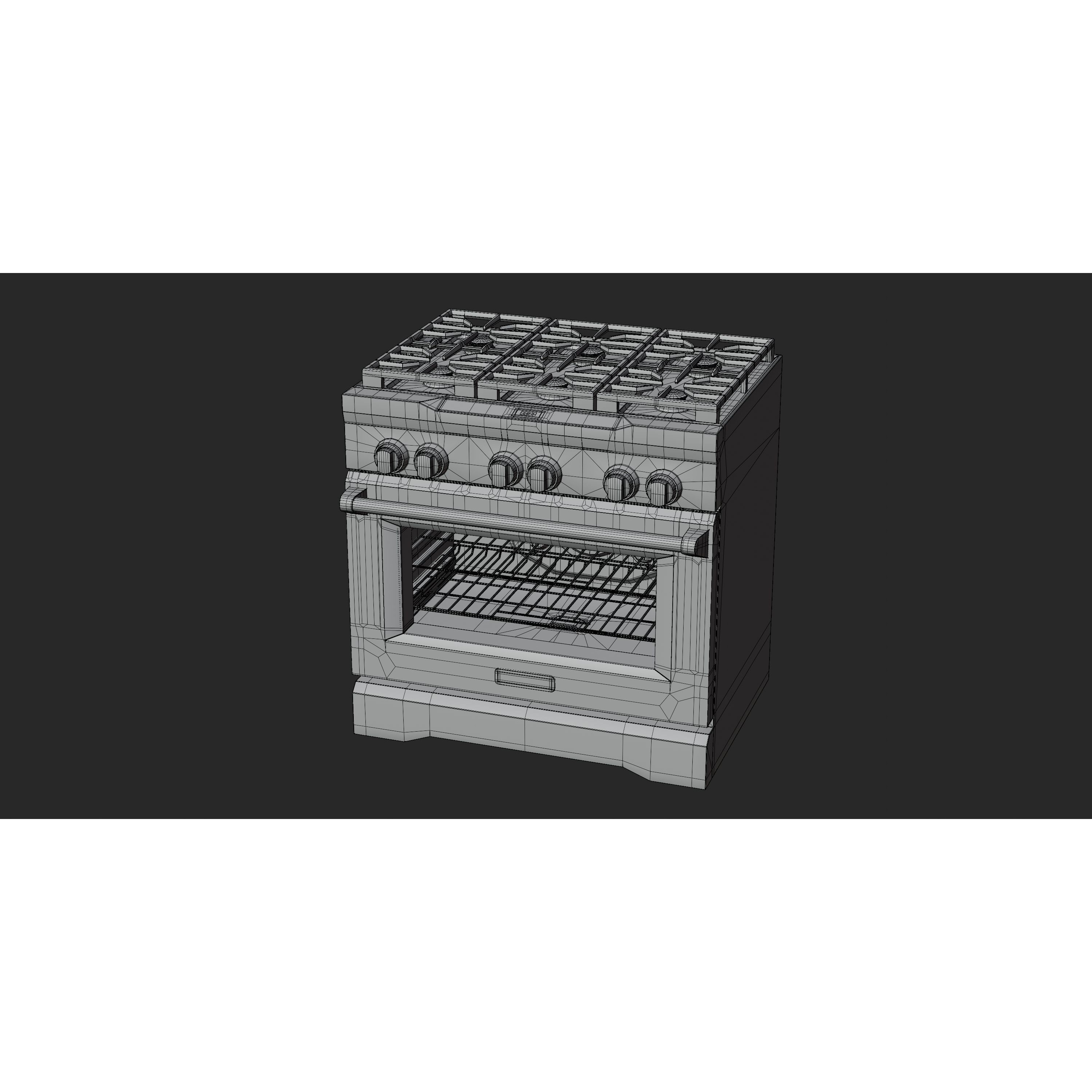 Gas Range 01 - Game-Ready 3D Model - View 6