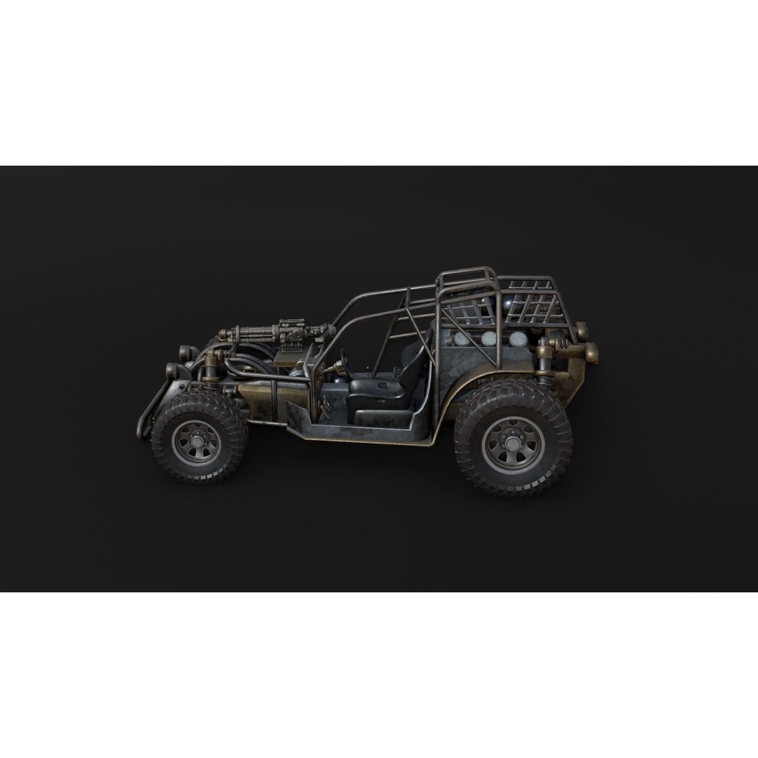 Dune Hopper Car 3D Model – Low Poly Racing Vehicle, PBR Textures - View 4