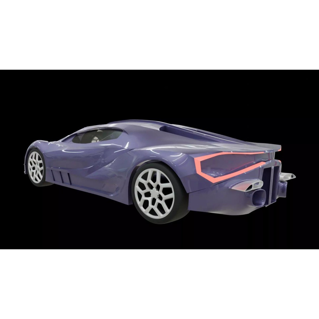 Bugatti 3D Model – High Poly Exterior Asset, Game Ready, FBX - View 19