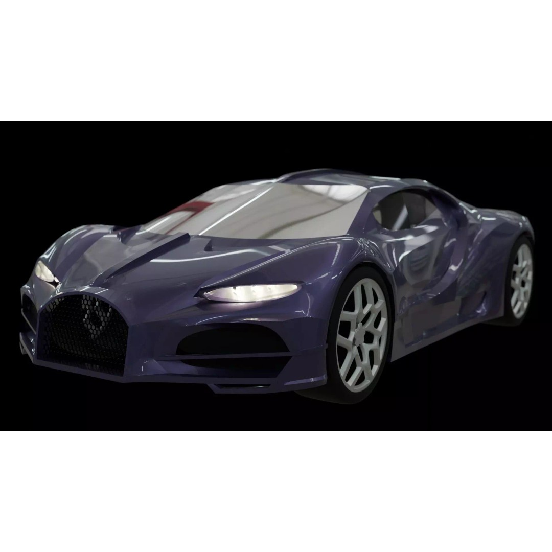 Bugatti 3D Model – High Poly Exterior Asset, Game Ready, FBX - View 2