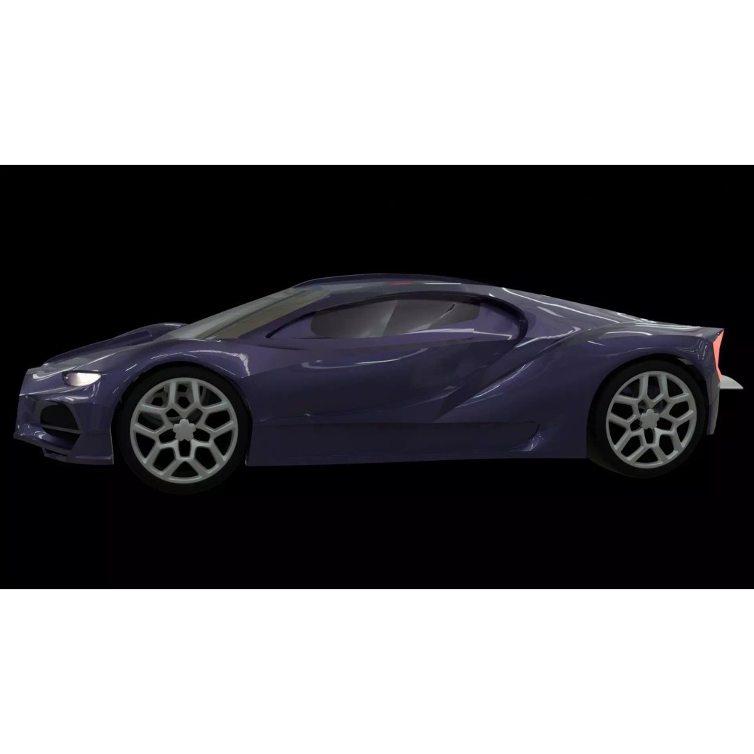 Bugatti 3D Model – High Poly Exterior Asset, Game Ready, FBX - View 3