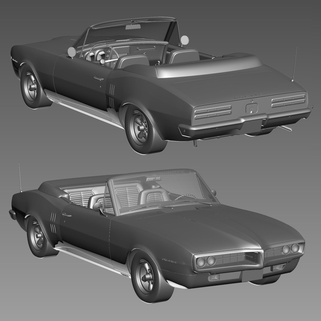 Pontiac Firebird 3D Model – Vintage Convertible, FBX, Game-Ready