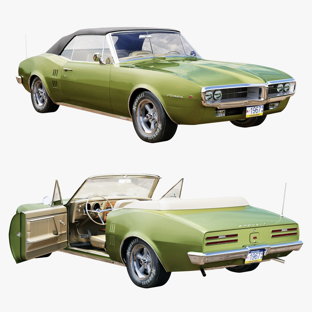 Pontiac Firebird 3D Model – Vintage Convertible, FBX, Game-Ready - View 10