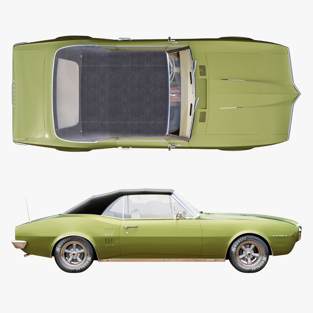 Pontiac Firebird 3D Model – Vintage Convertible, FBX, Game-Ready - View 11