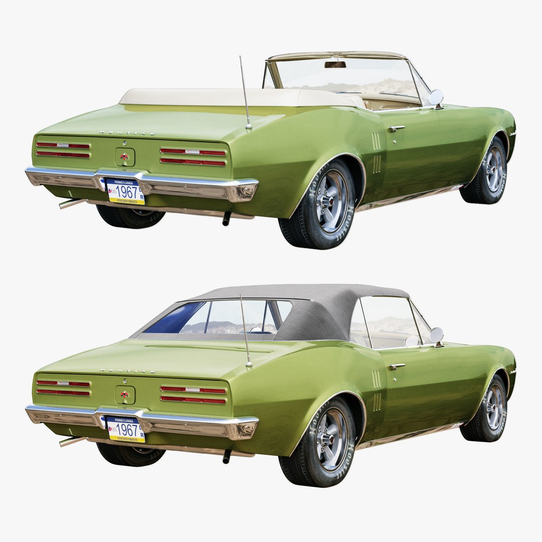 Pontiac Firebird 3D Model – Vintage Convertible, FBX, Game-Ready - View 13