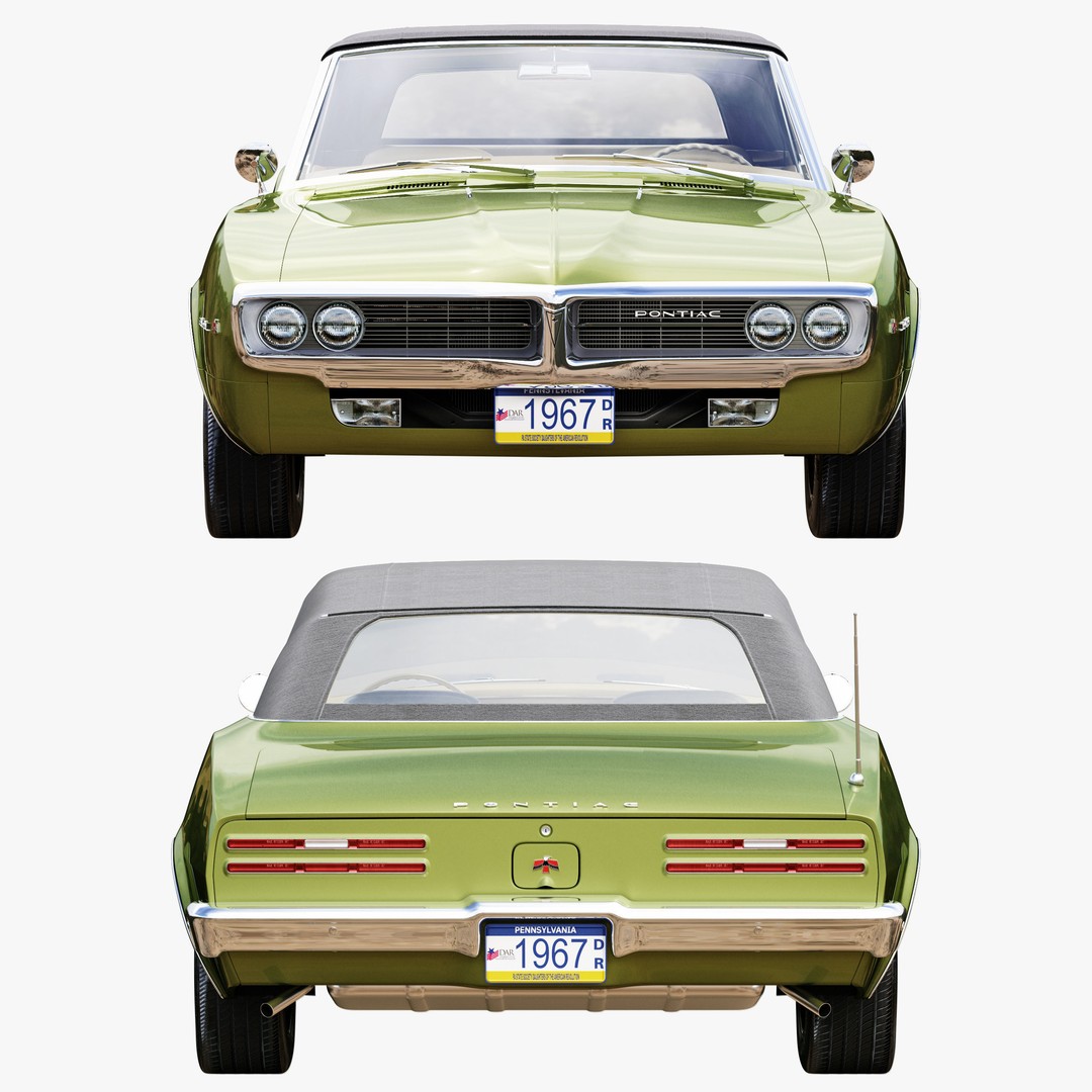 Pontiac Firebird 3D Model – Vintage Convertible, FBX, Game-Ready - View 14